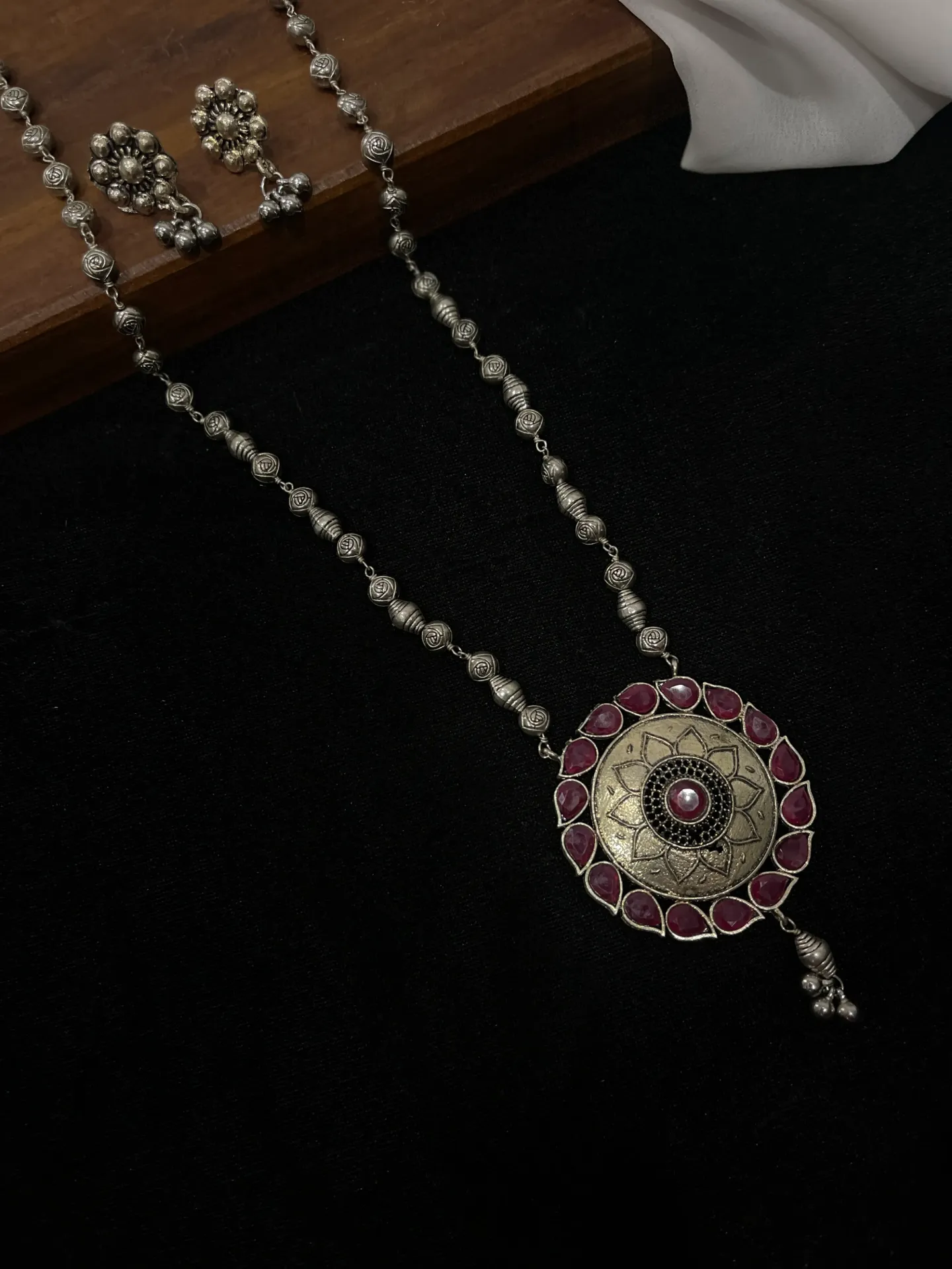 [Necklace127] Pink Stone Oxi Necklace-N127