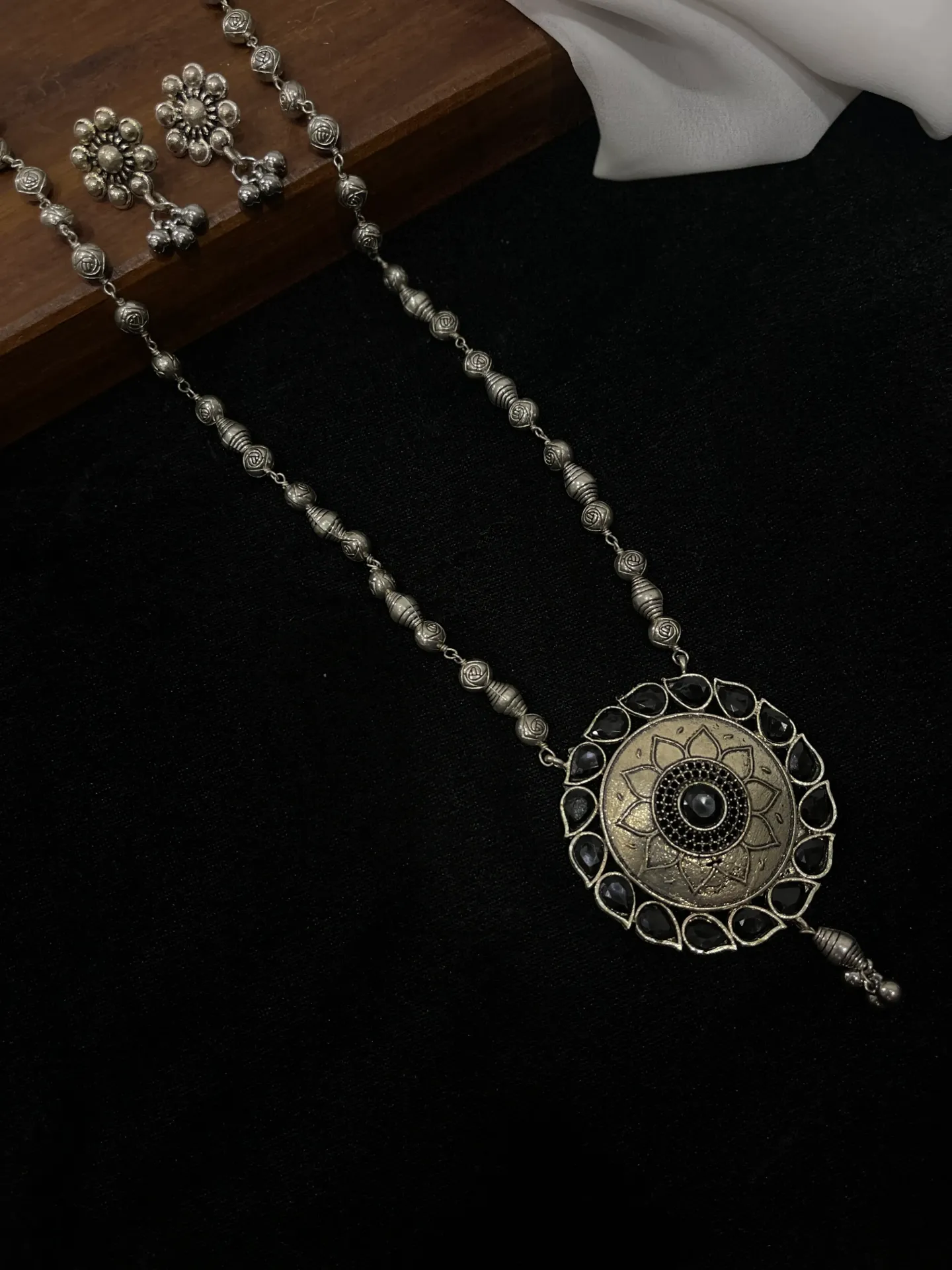 [Necklace128] Black Stone Oxi Chain-N128