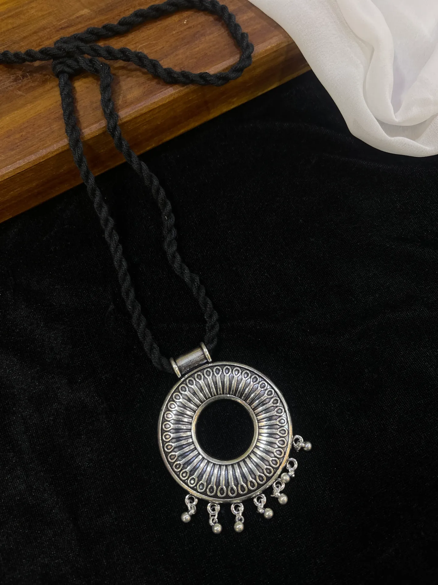 Vintage Oxidised Silver Necklace-N139