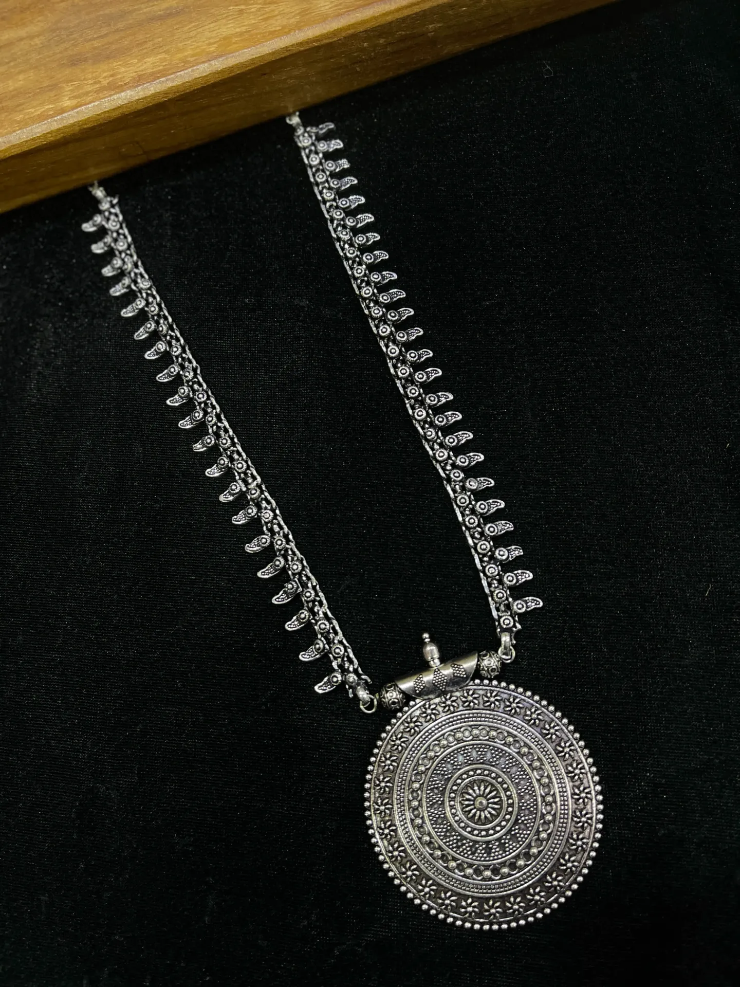 Chakra Design Silver Oxidised Haaram-H06