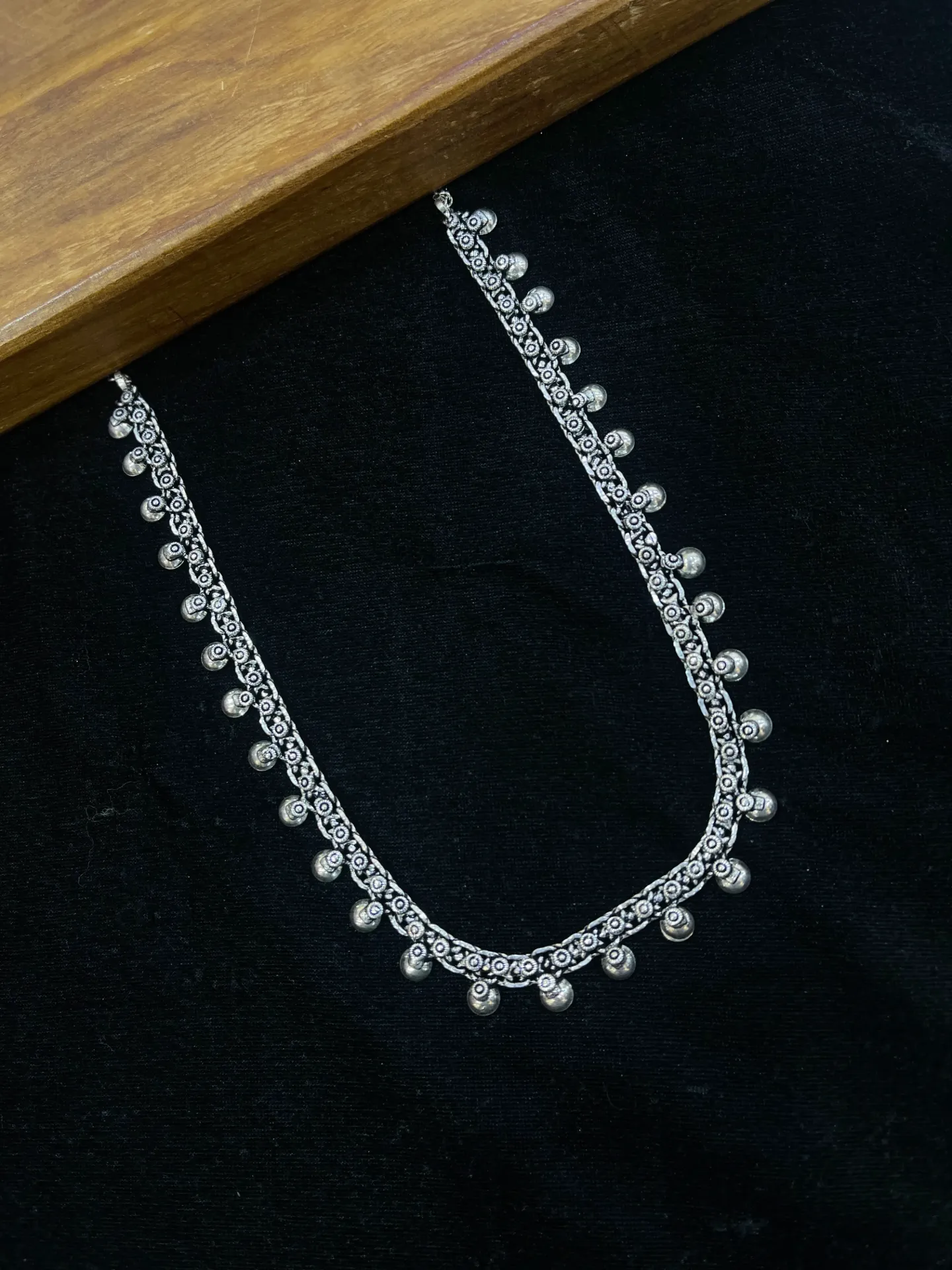 Silver Oxidised Long Haaram -H09