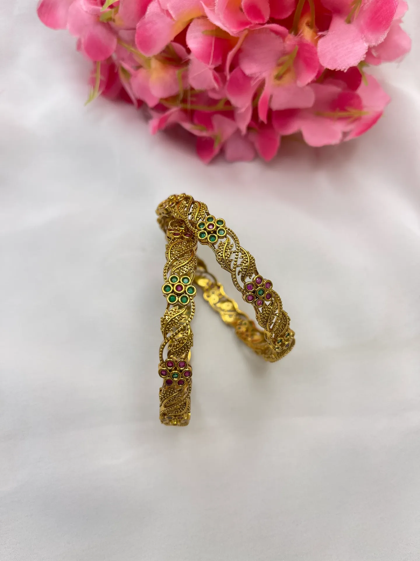 Gold Plated Stone Bangles-B06