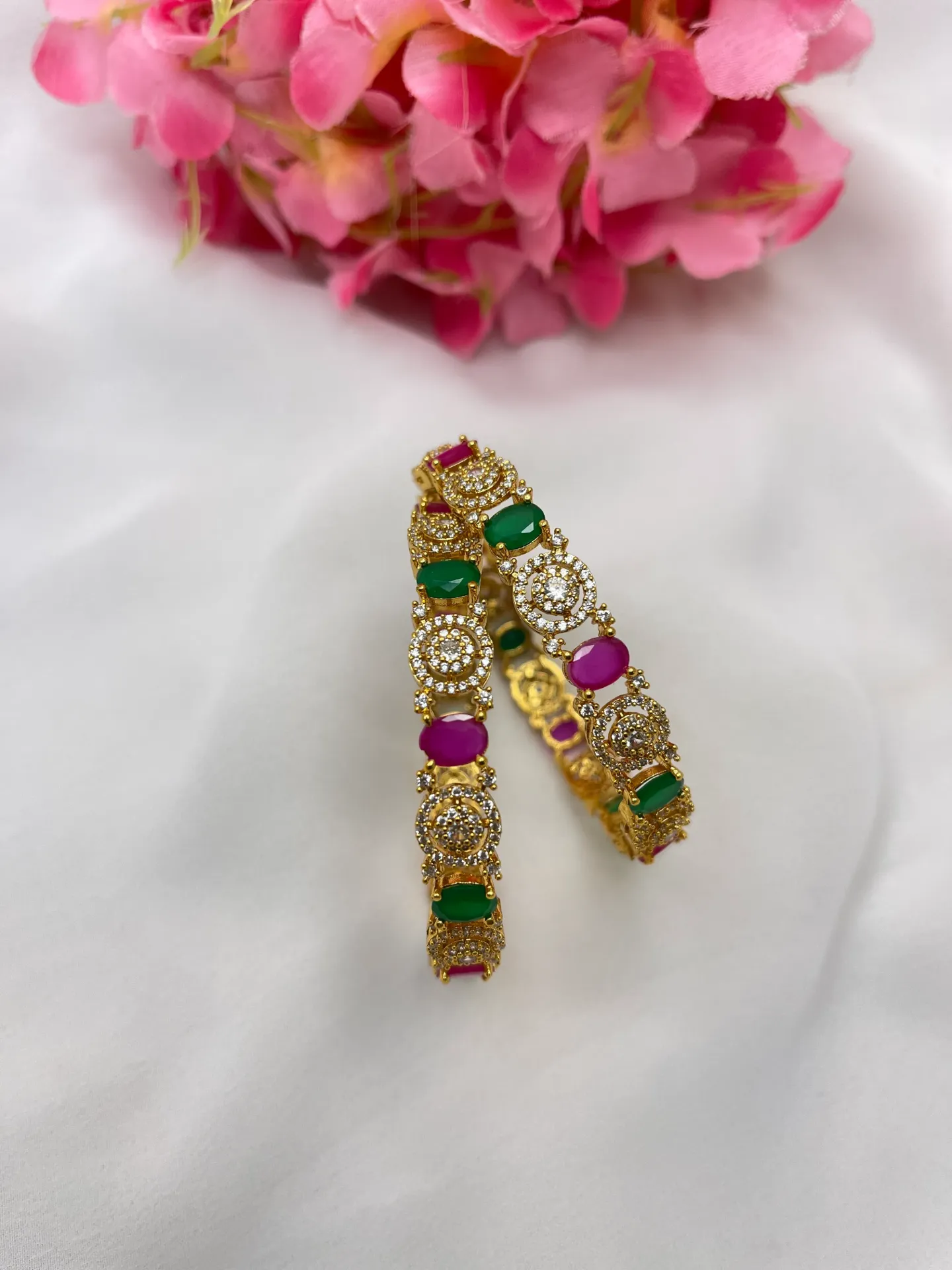 Multi Stone Round Bangles -B17