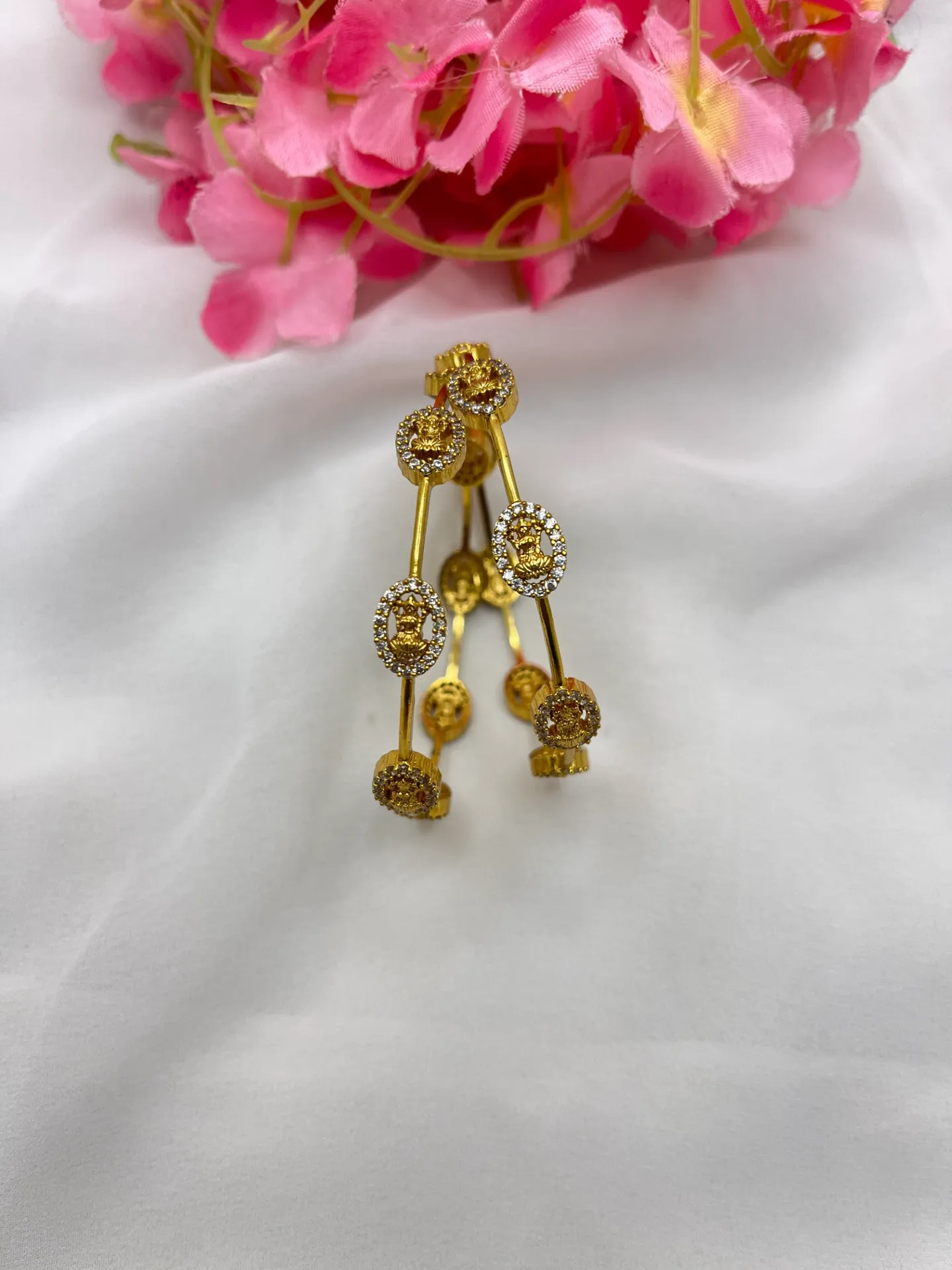 [B69 2.4] Gold Plated Temple Design Bangles -B69 (2.4)