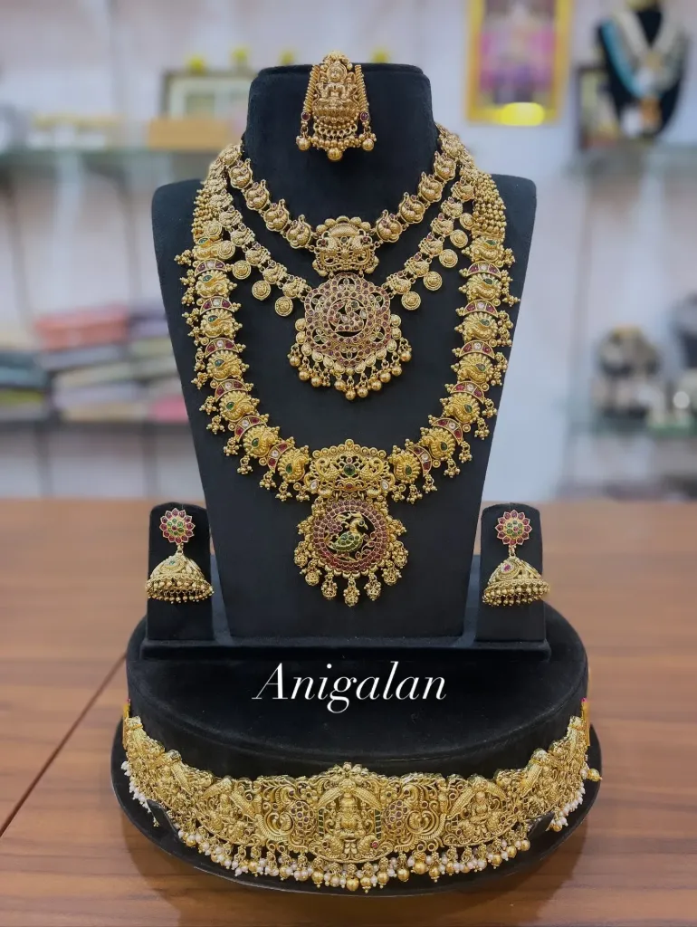 [BD Antique 17] South Indian Lakshmi Kasu And Peacock Bridal Set