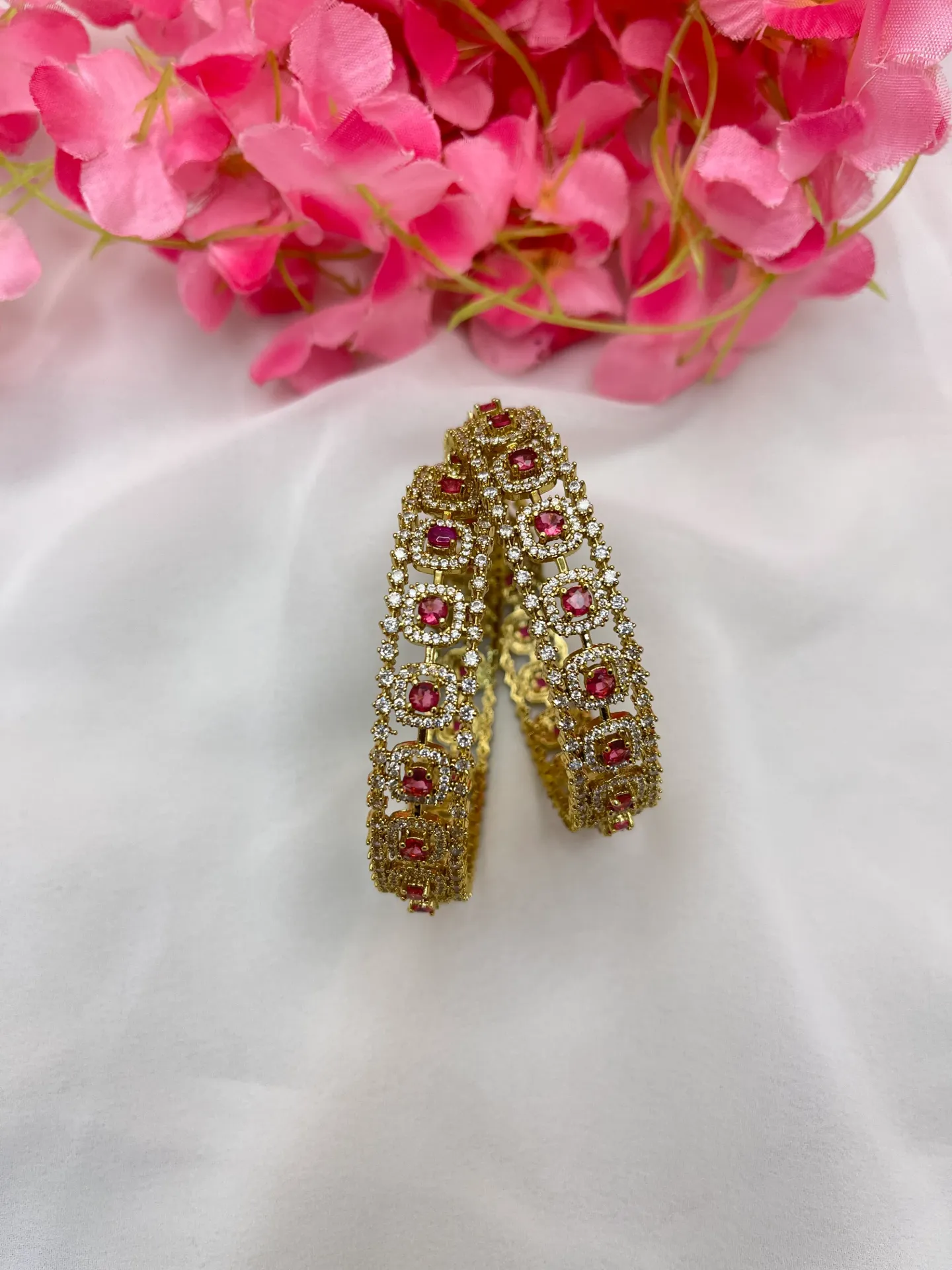 Luxury Pink Stone Bangles -B96