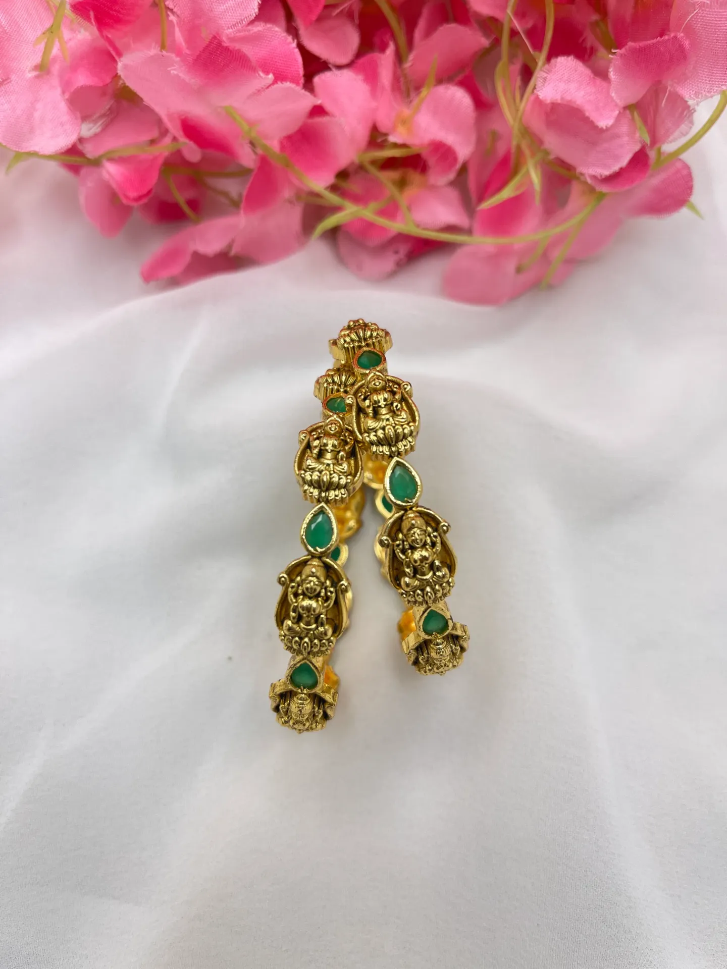 Green Stone Bangles-B100