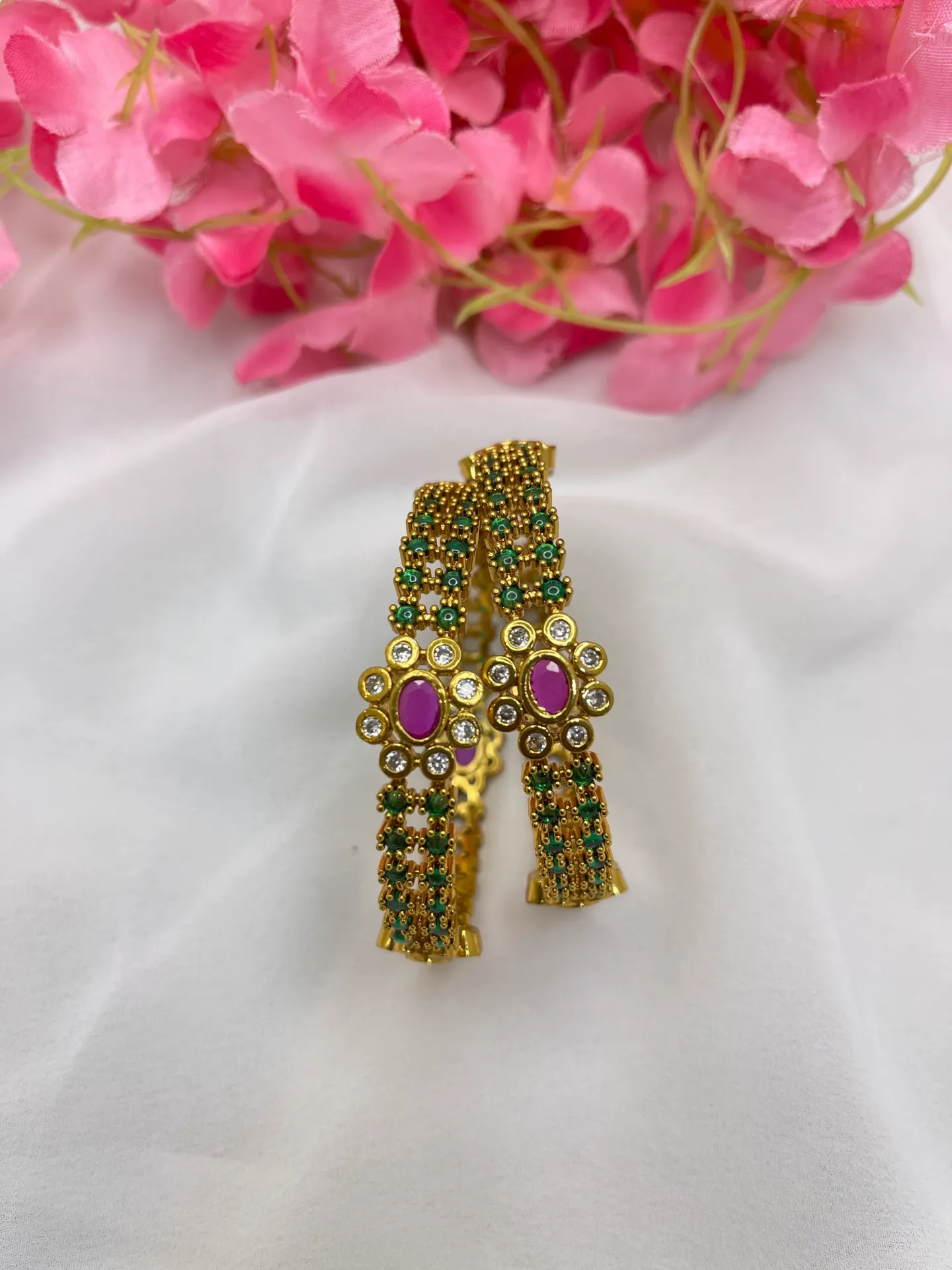 Green Stone Bangles -B101