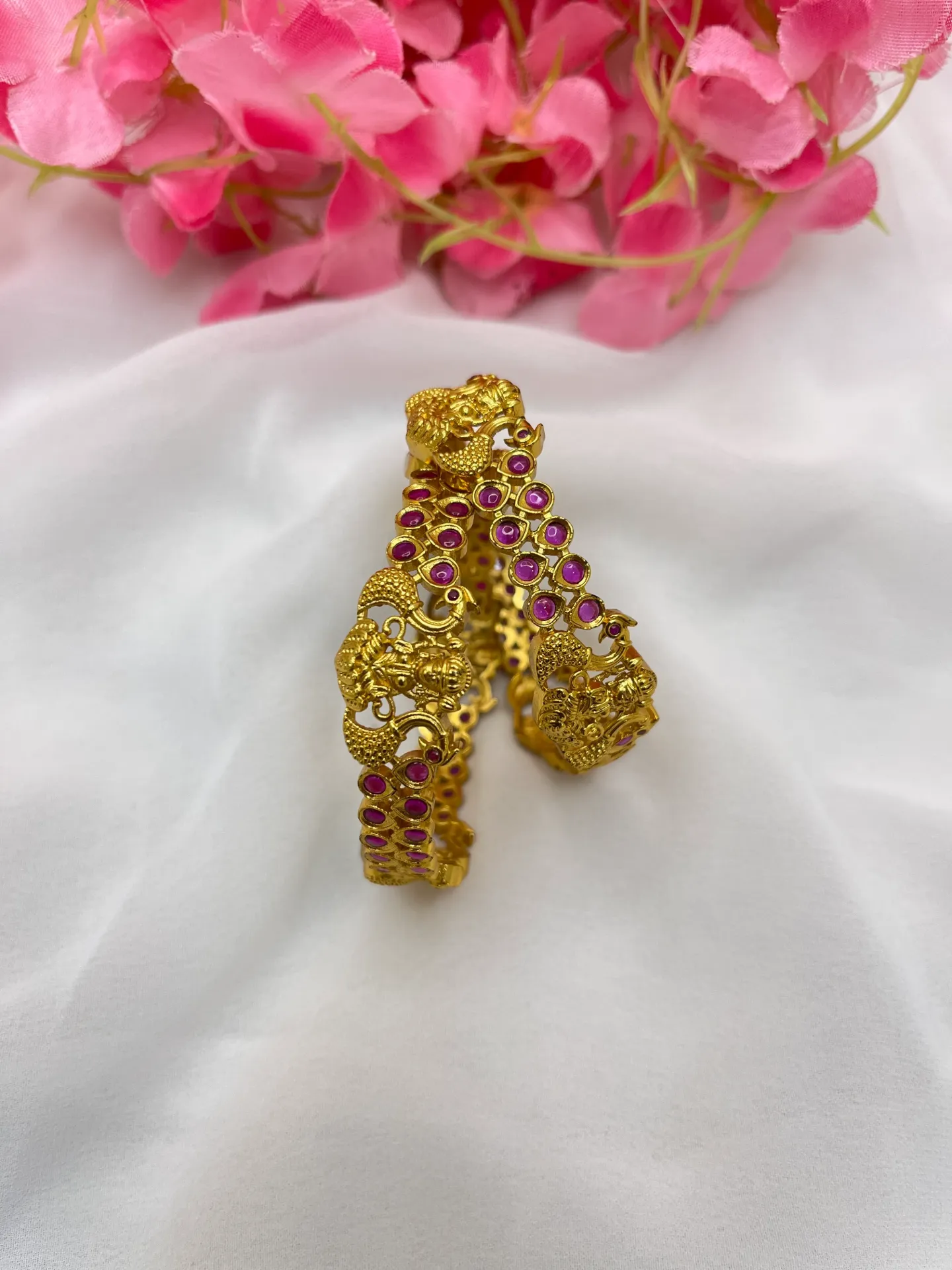 Peacock And Lakshmi Design Bangles -B124