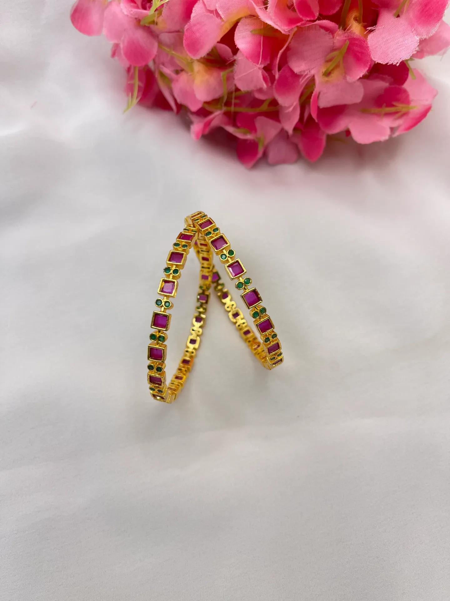 Pink Stone Bangles -B136