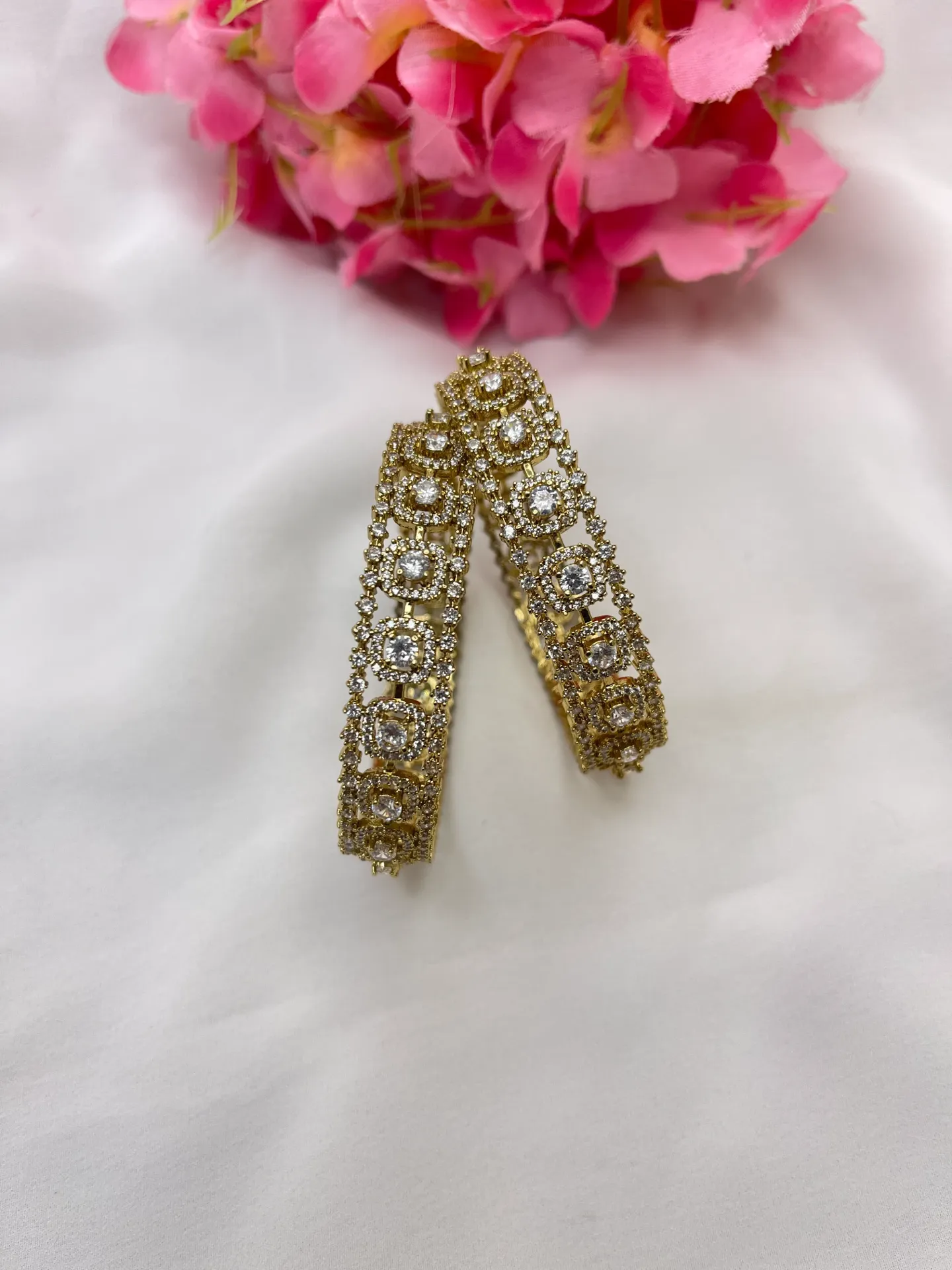 White Stone Bangles -B140