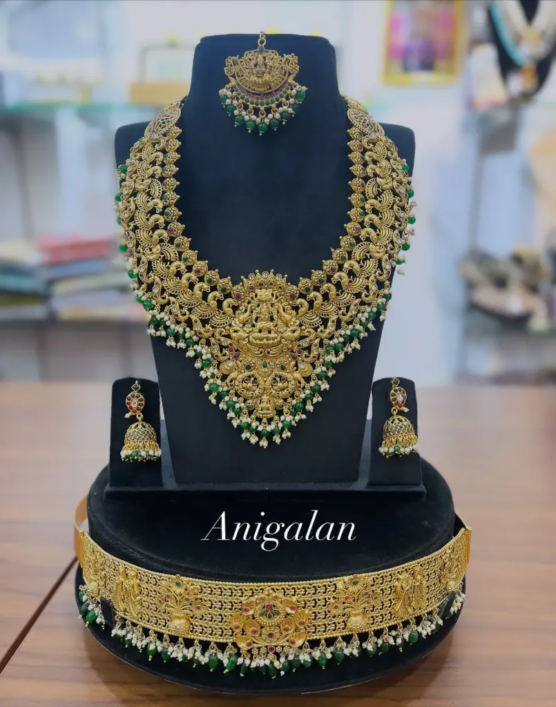 [BD Antique 03] Swarna Mayura Emerald Green Beads Bridal Collection