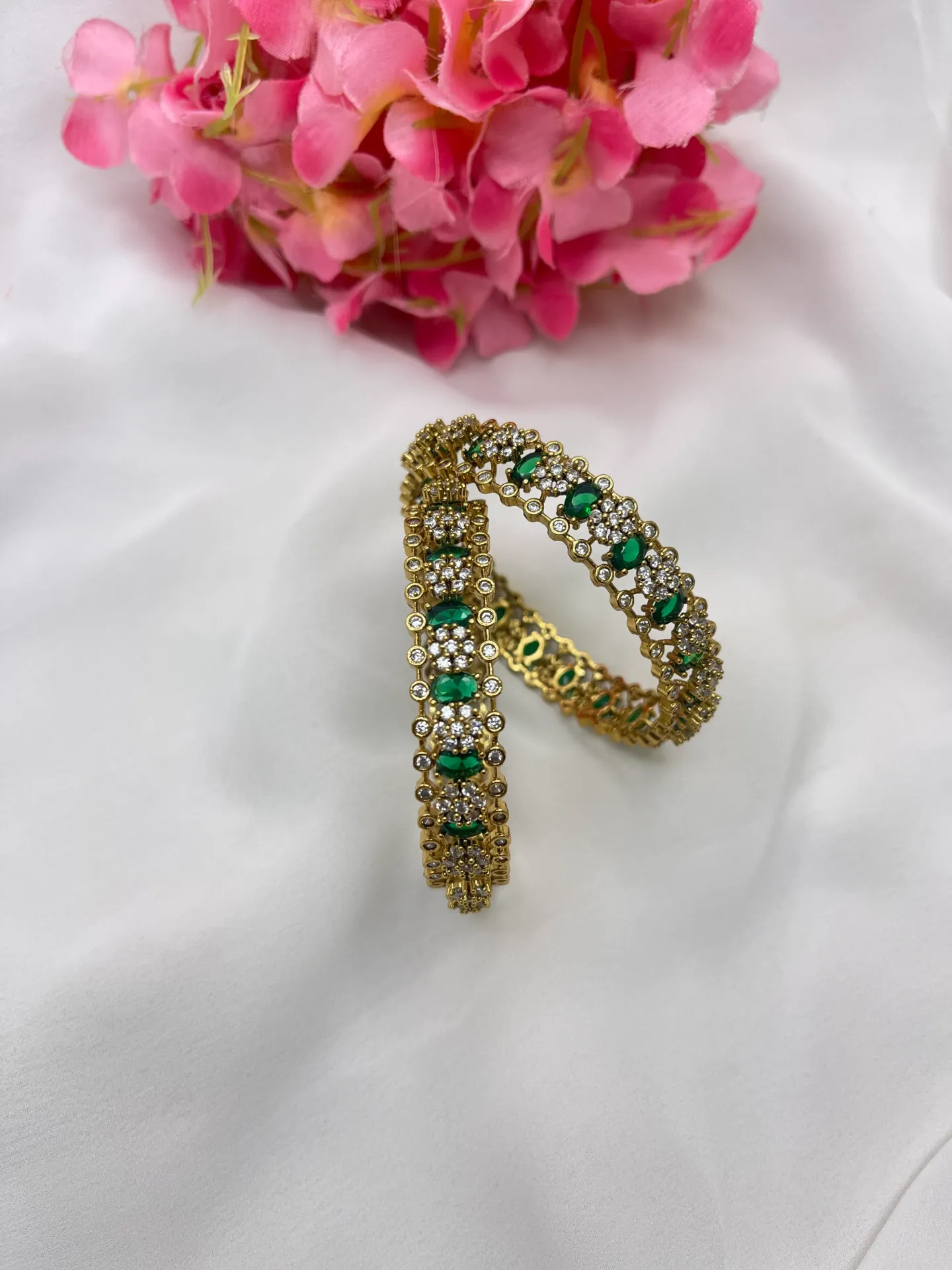 Green Stone Bangles -B149