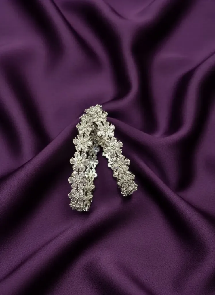 AD Flower Design Stone Bangles-B160