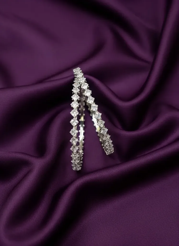 White Stone Design Bangles-B166