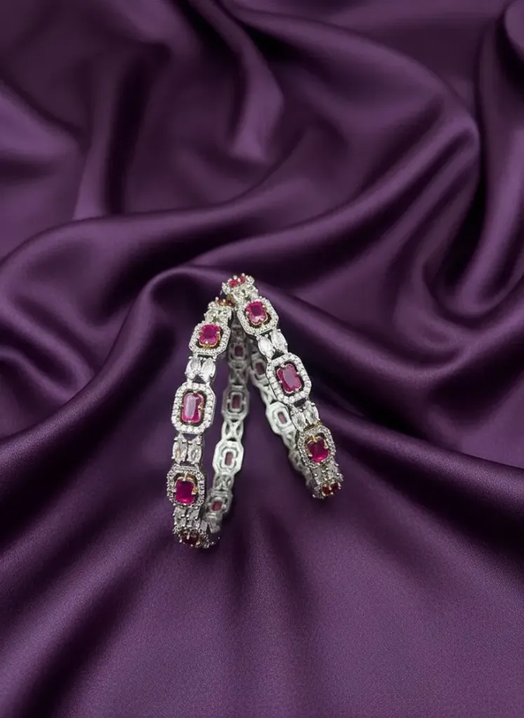 [B171 2.4] Pink And White Stone Bangles -B171 (2.4)