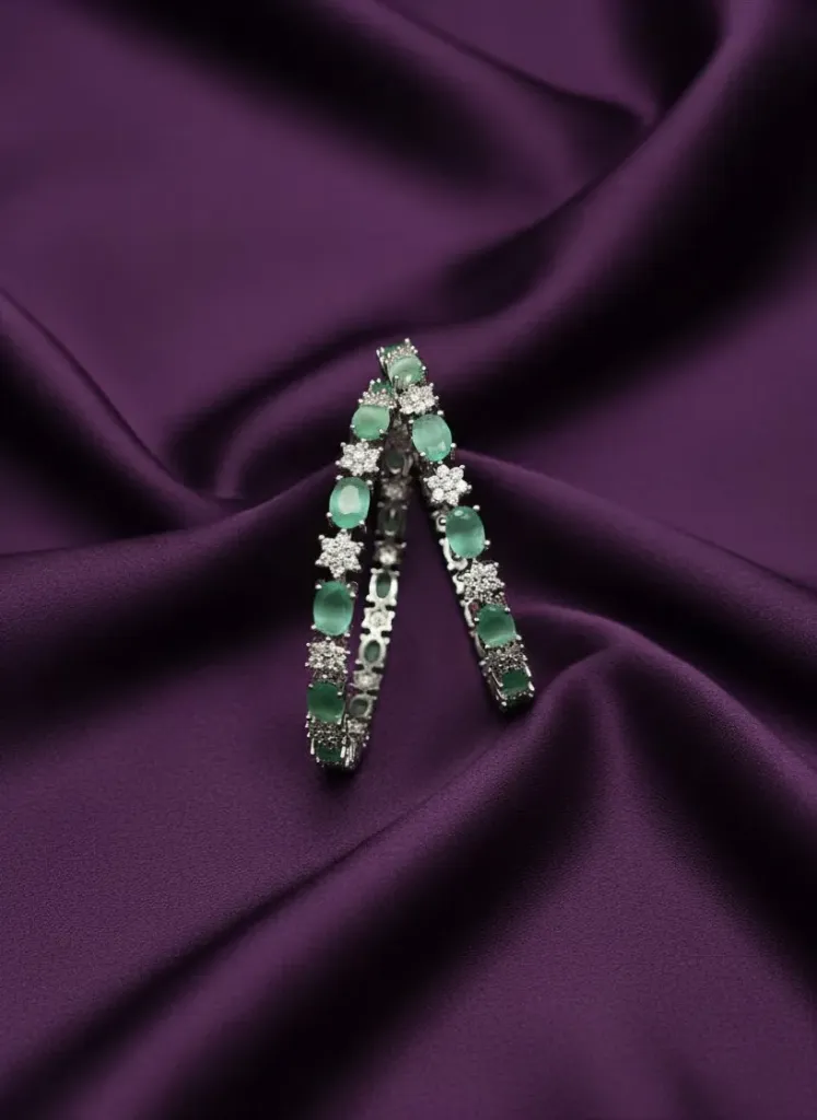 [B179 2.4] Star Design Green Stone Bangles -B179 (2.4)