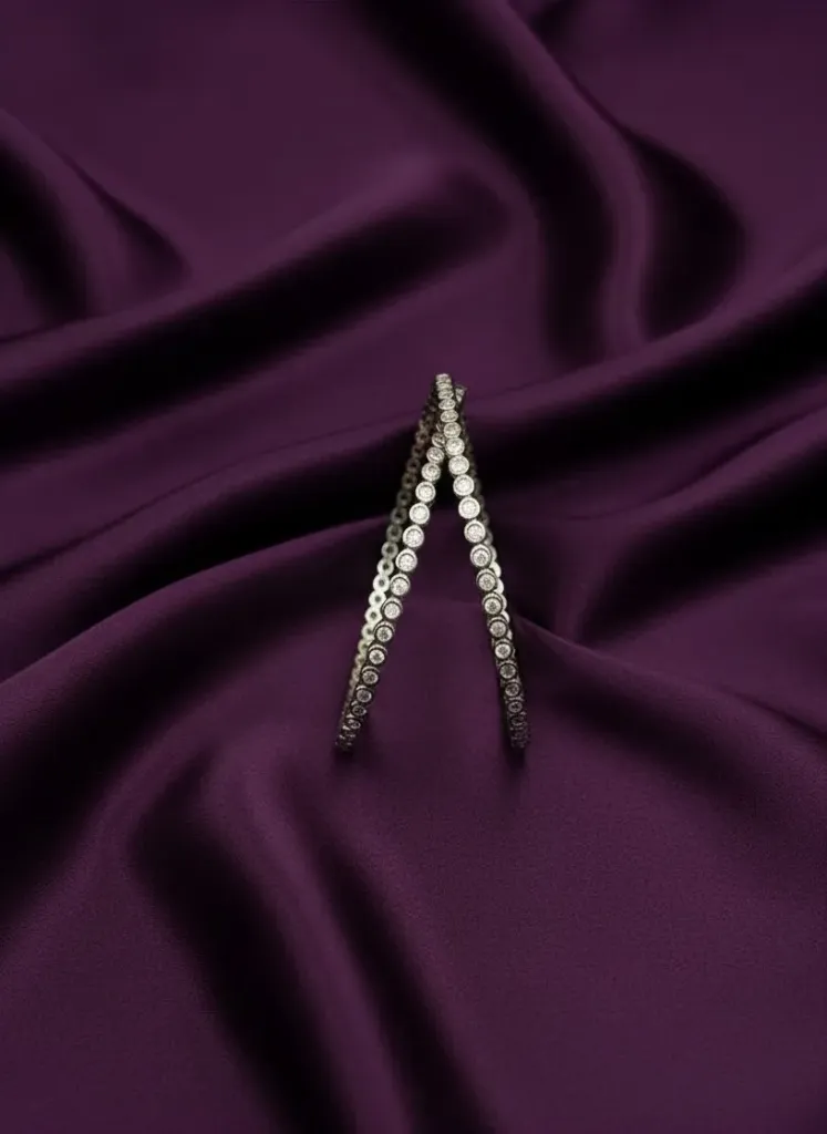 [B203 2.4] Round Design AD Stone Bangles -B203 (2.4)