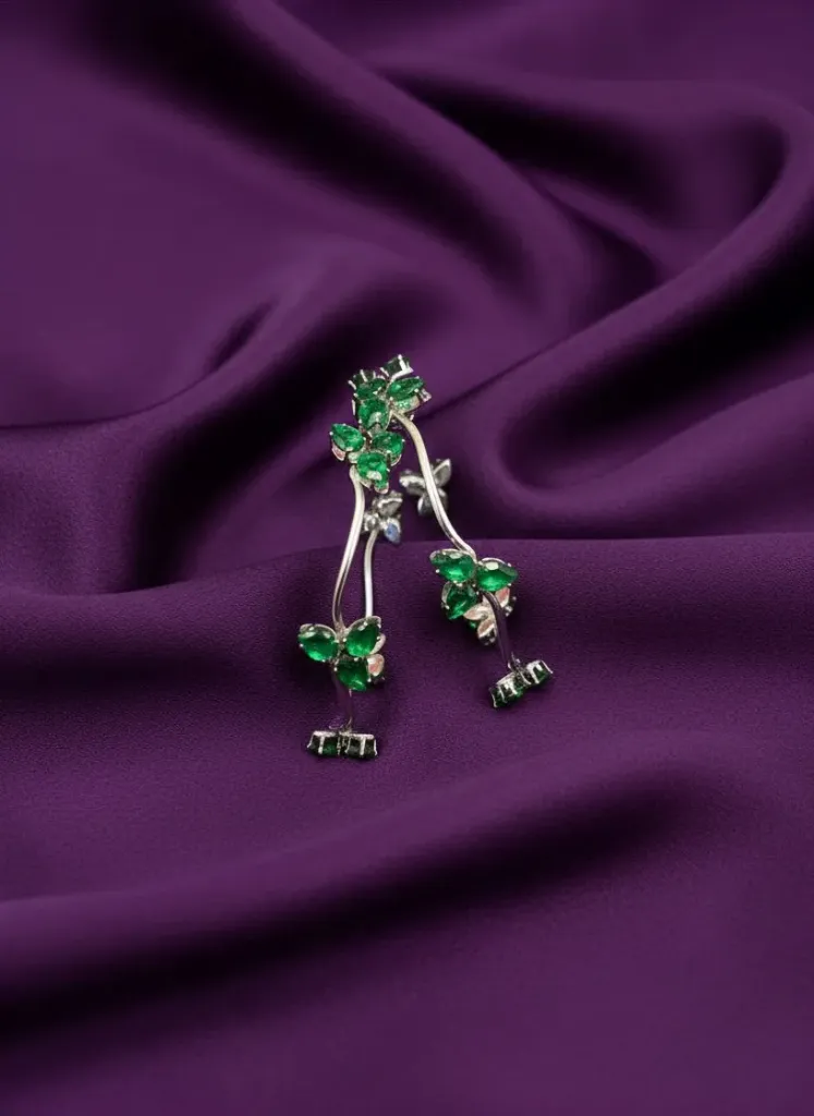 [B204 2.4] Flower Design With Green Stone Bangles-B204 (2.4)
