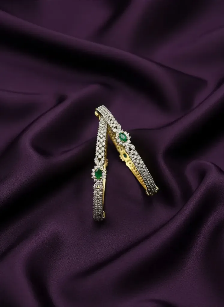 [B213 2.4] Single Green Stone Bangles -B213 (2.4)
