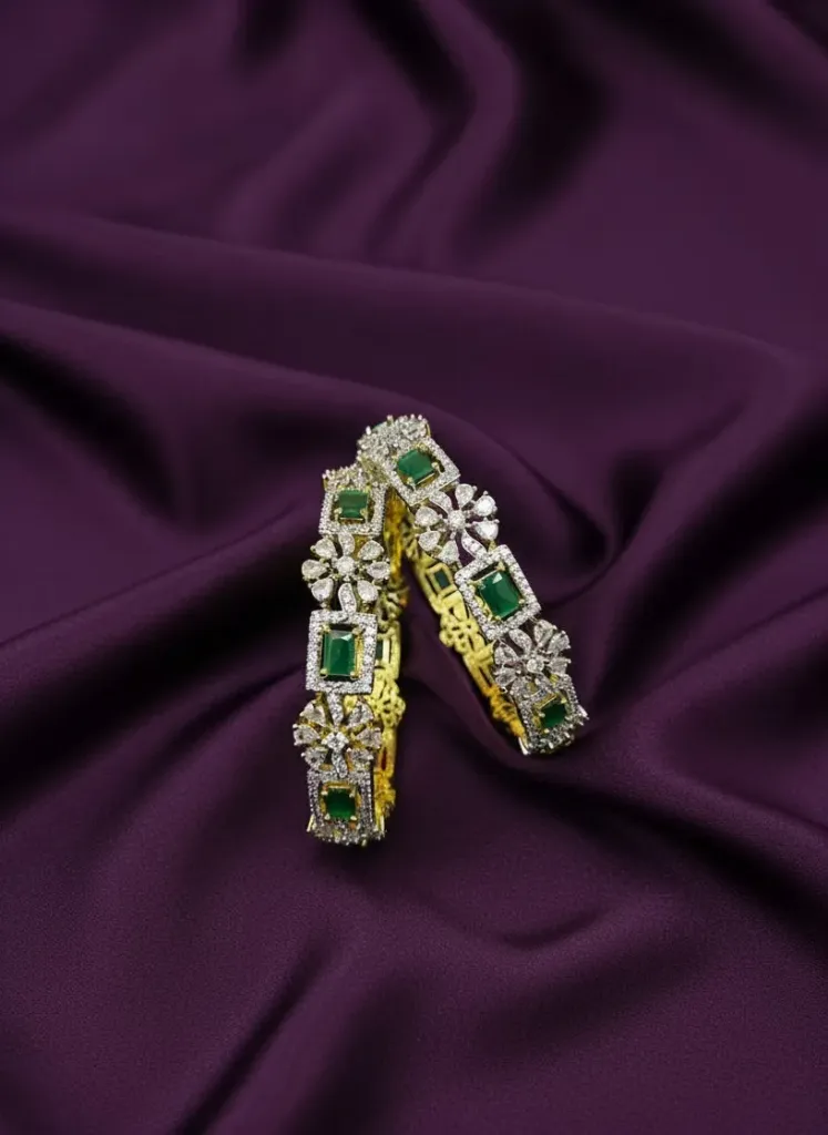 AD Green Stone Bangles -B215
