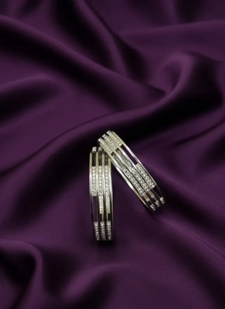 [B233 2.4] Silver Stone Bangles -B233 (2.4)