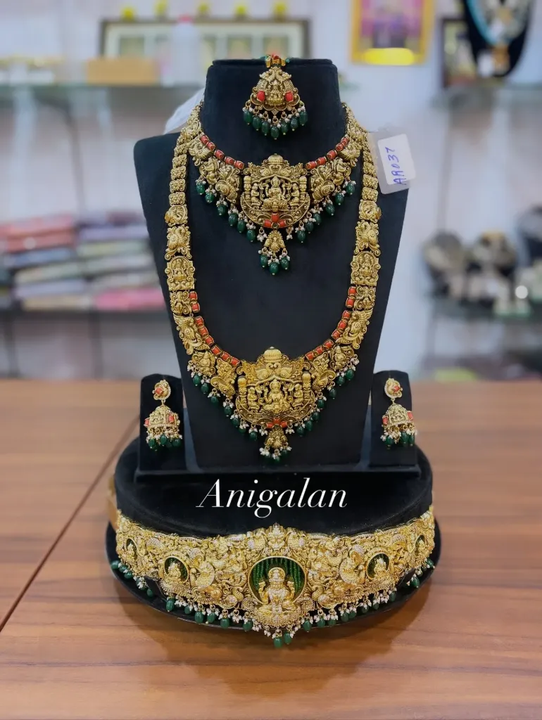 [BD Antique 69] Golden Durgayai Pavalam Jewellery Set