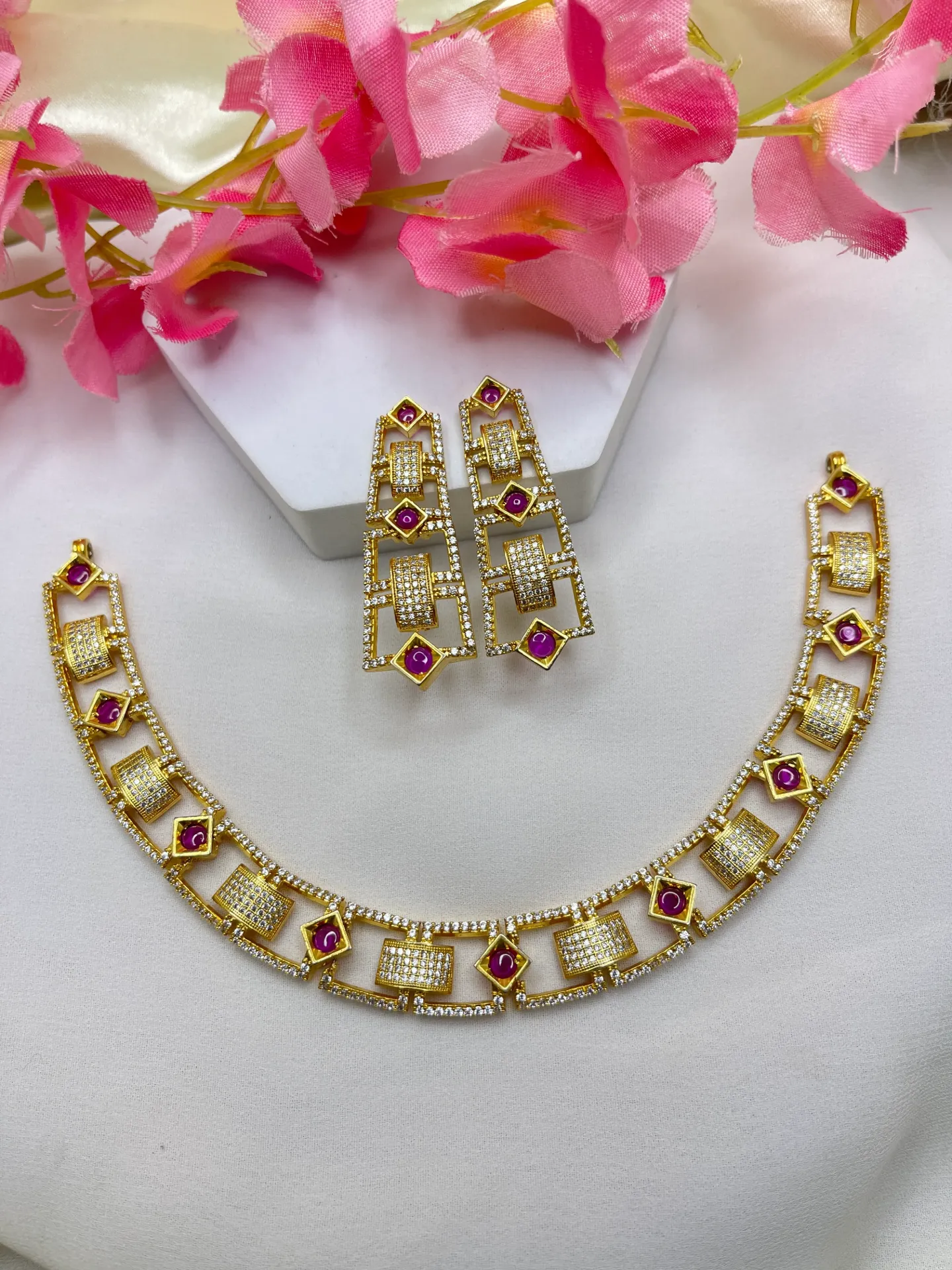 Pink Stone Necklace -N178
