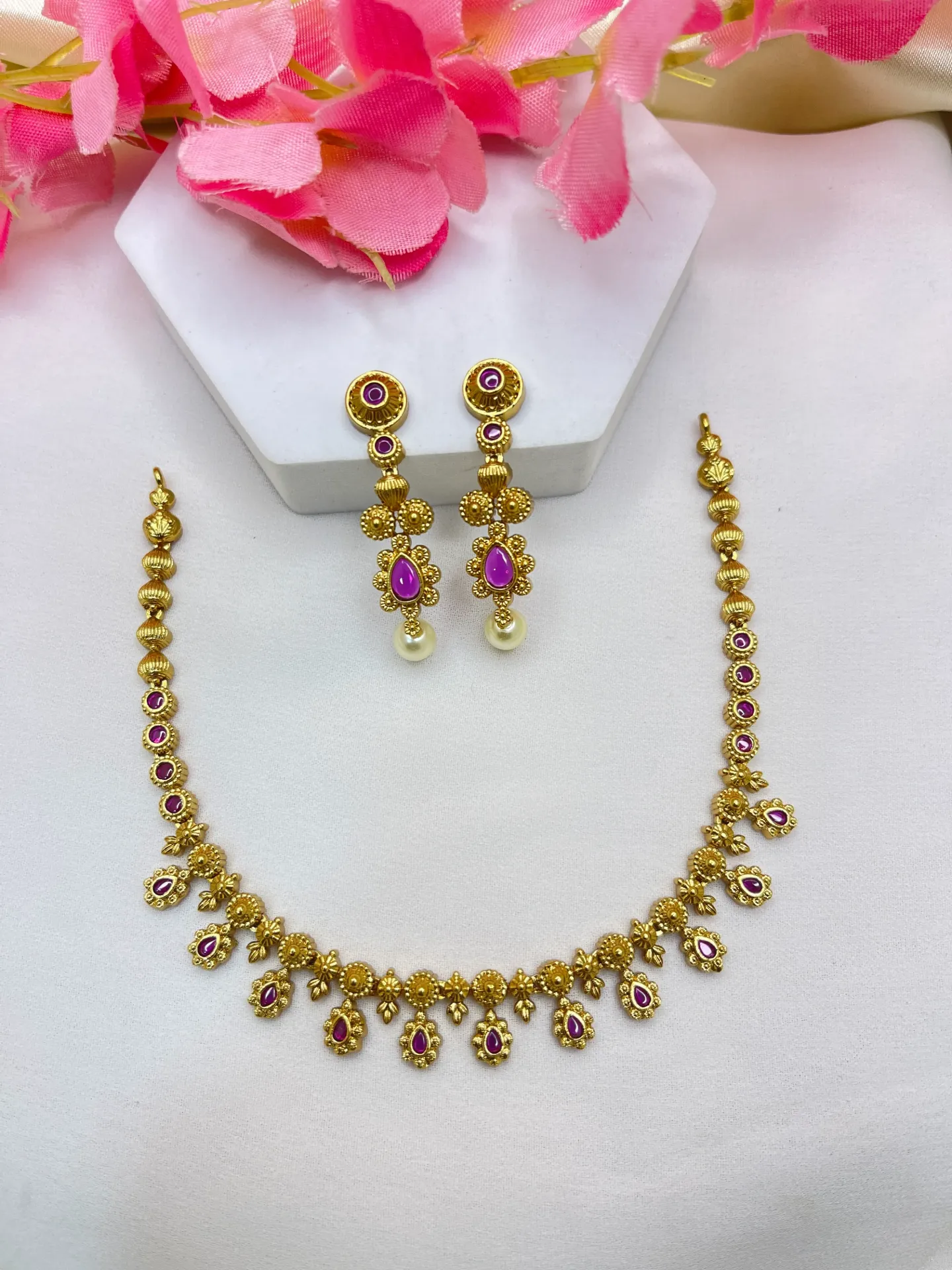 Ruby Red Stone Premium Necklace -N195