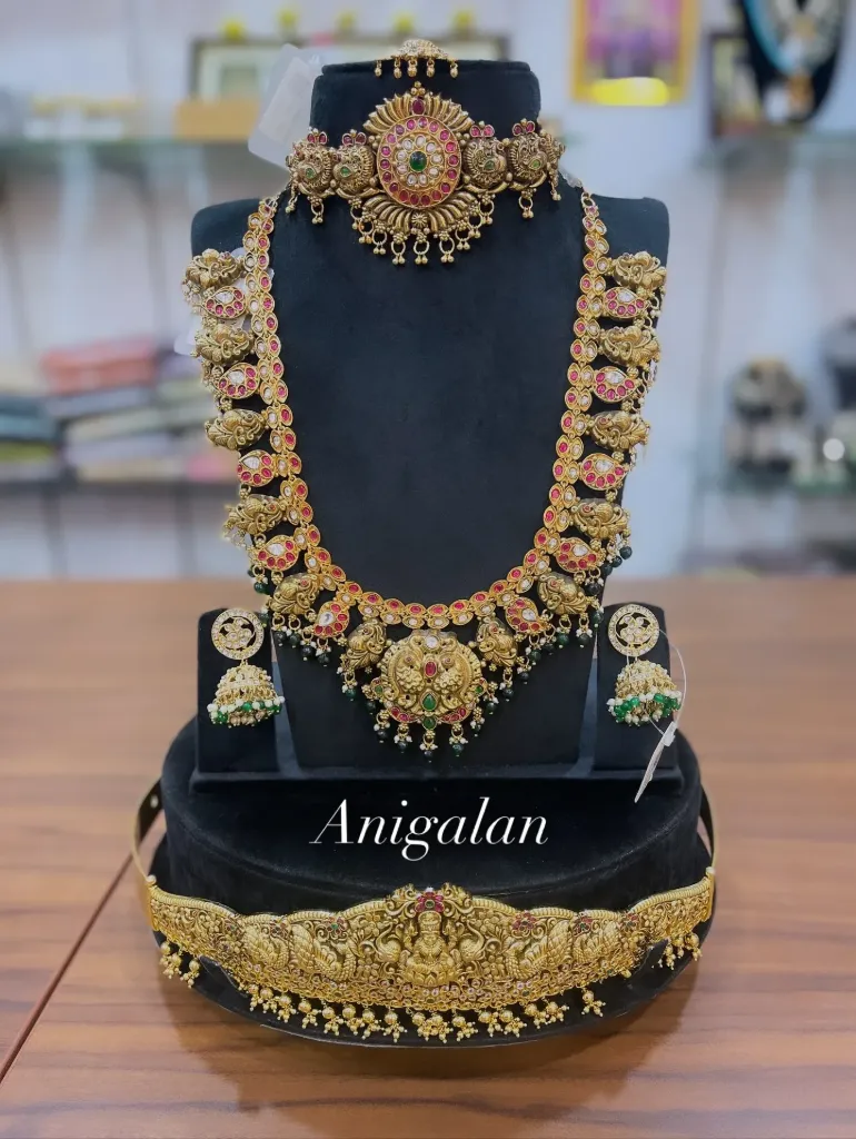 [BD Antique 72] Pure Silver Chakra Necklace With Long Haram