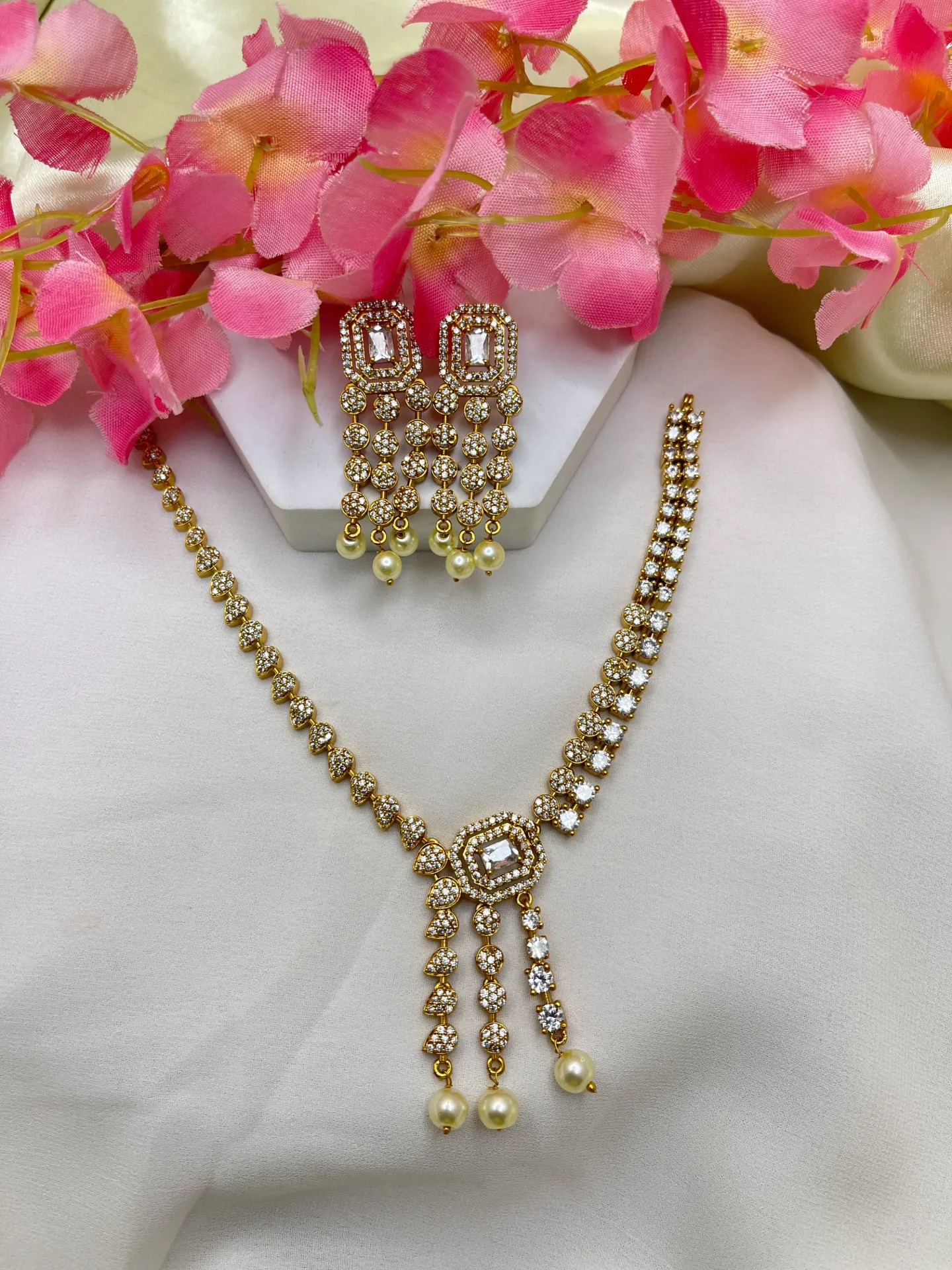 AD Stone Necklace With Earrings -N208