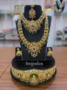 Exclusive Gold Plated Lakshmi Design With Green Beads