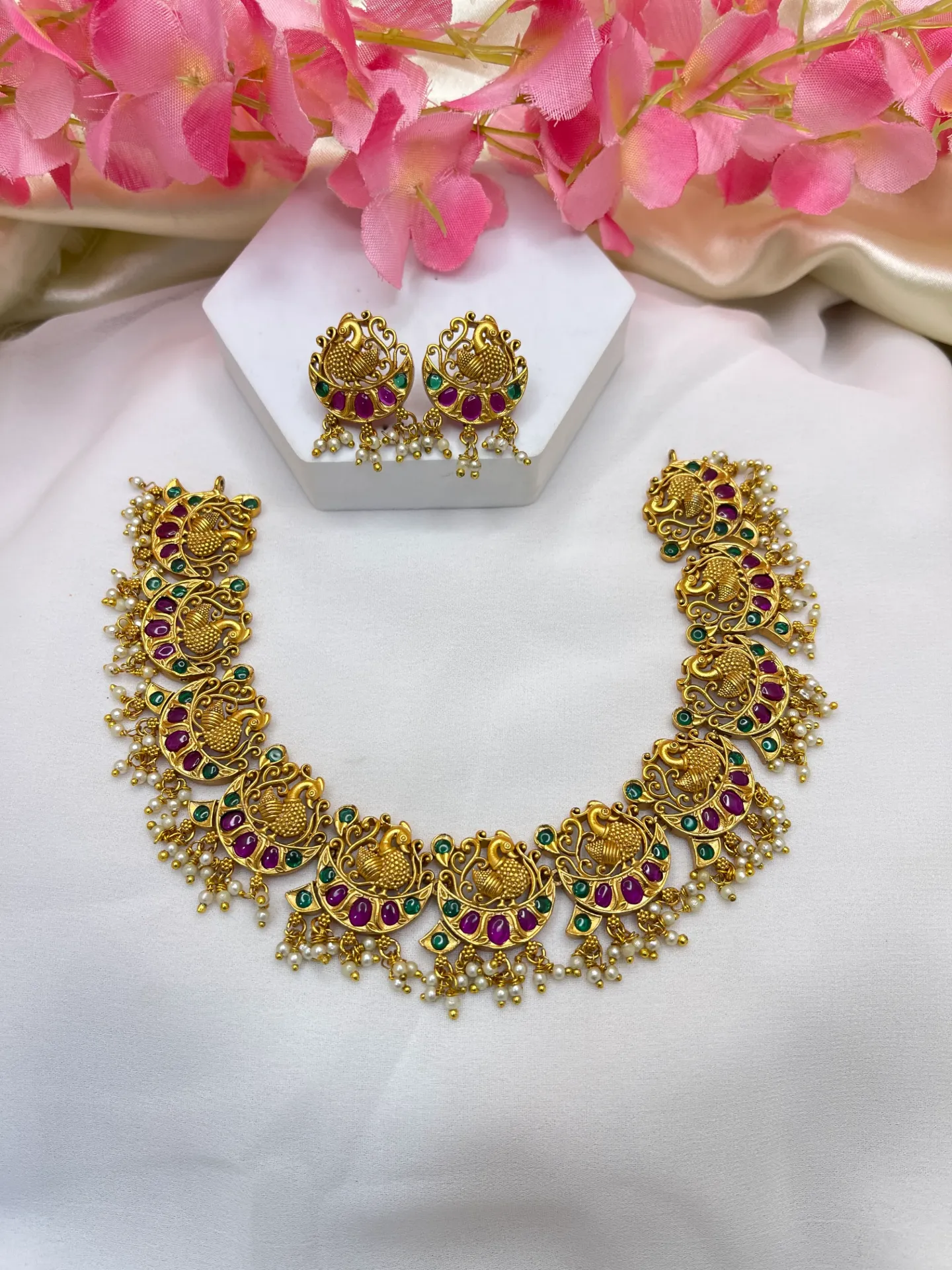 [Necklace 233] Peacock Multi Stone Necklace -N233