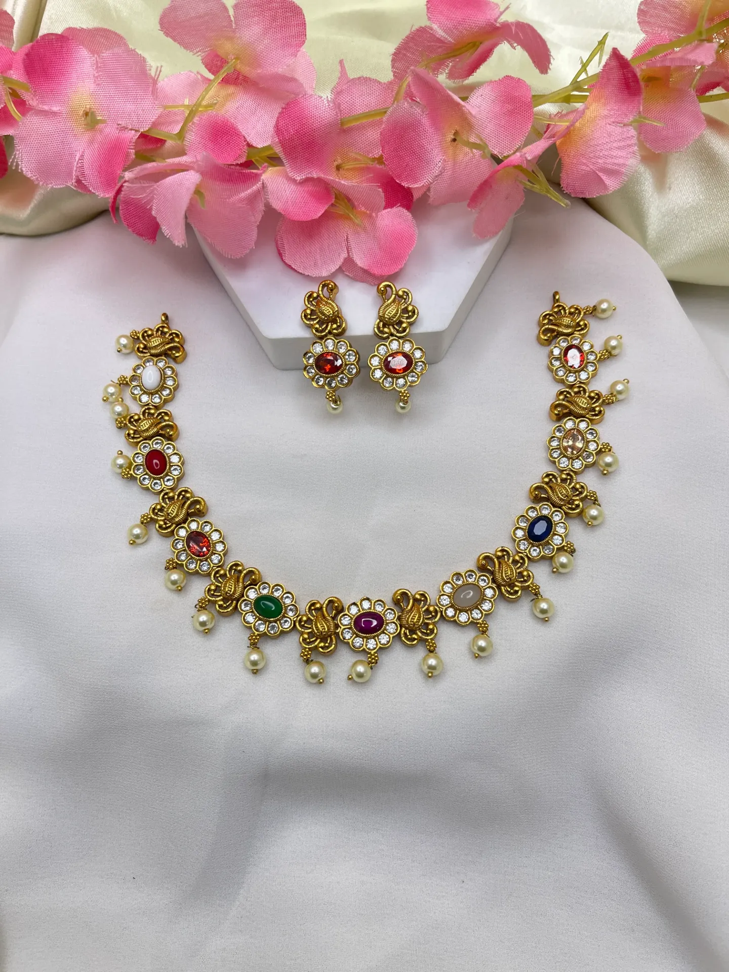 Multi Stone Antique Necklace -N241