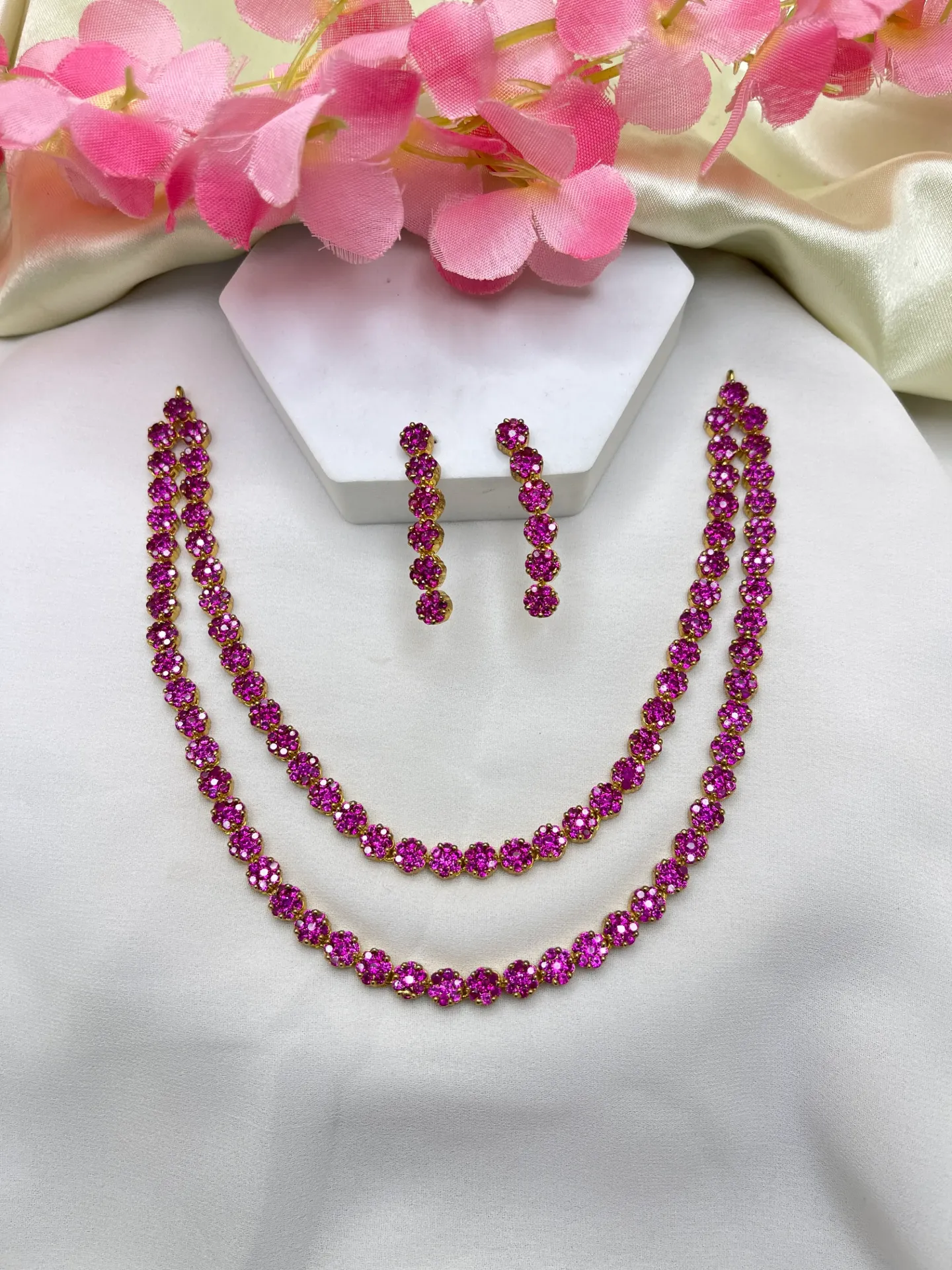 Double Layer Ruby Stone Necklace -N243