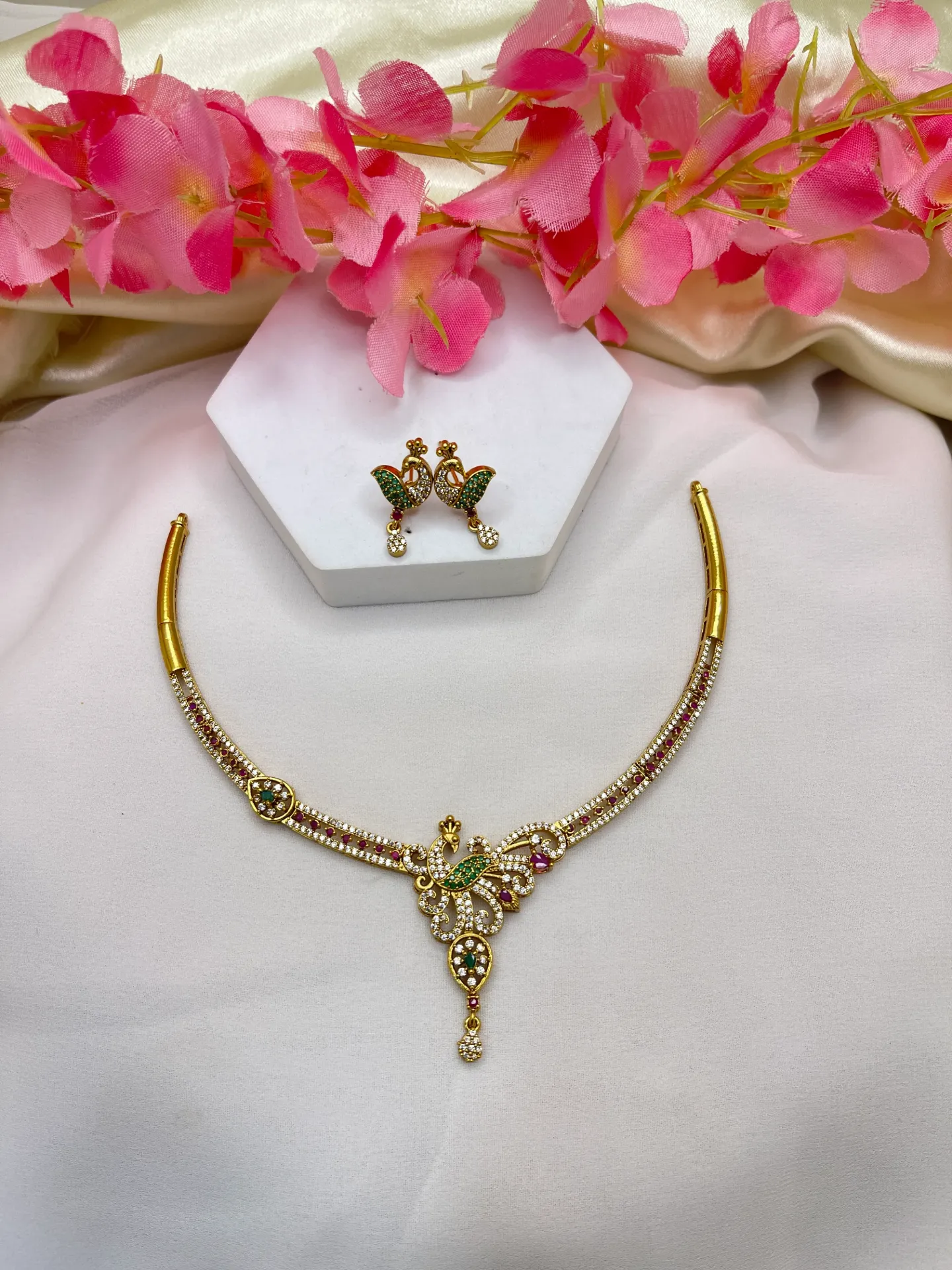 Peacock Design With Stone Necklace -N245