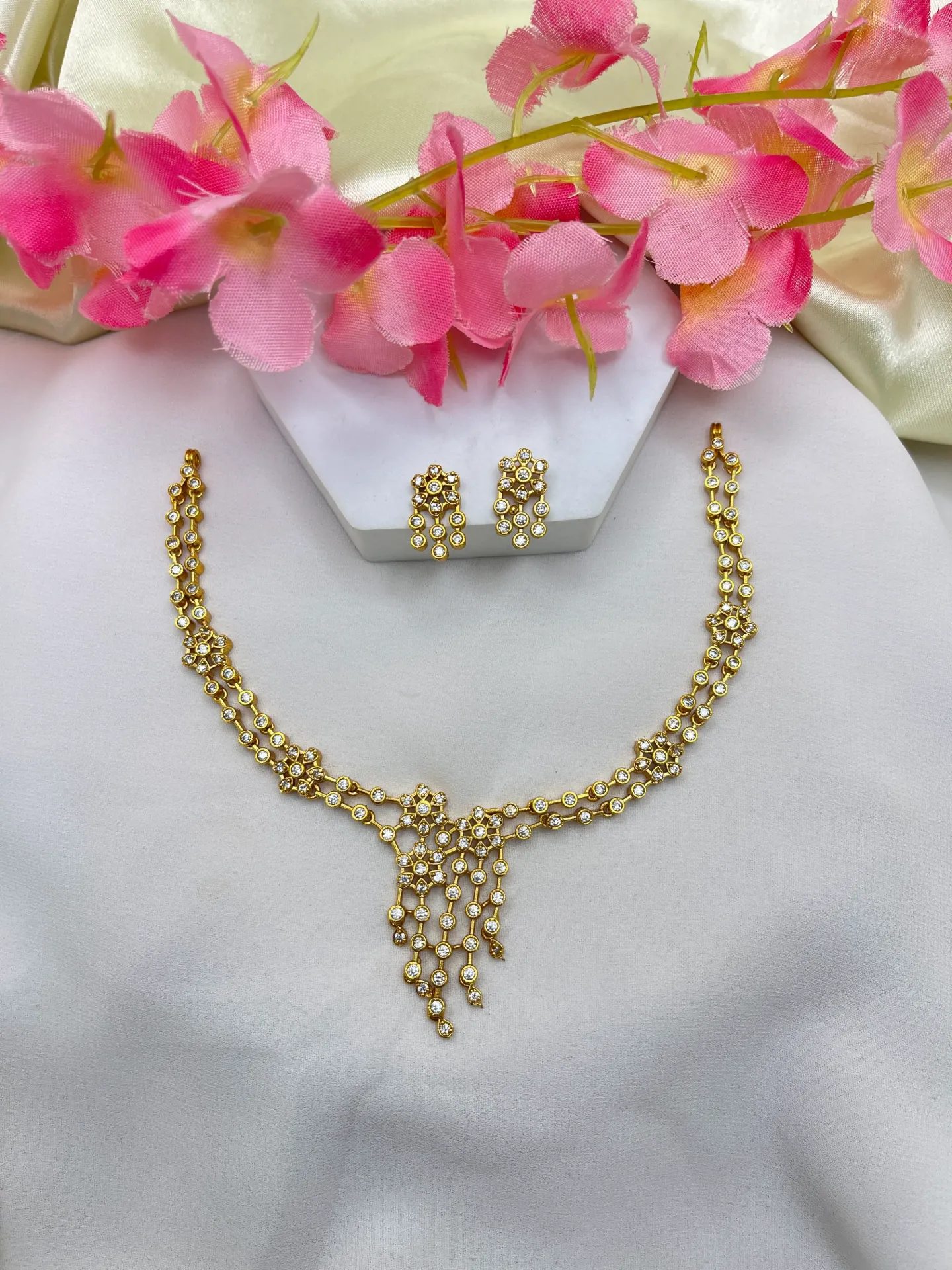 AD Stone And Floral Design Necklace-N250