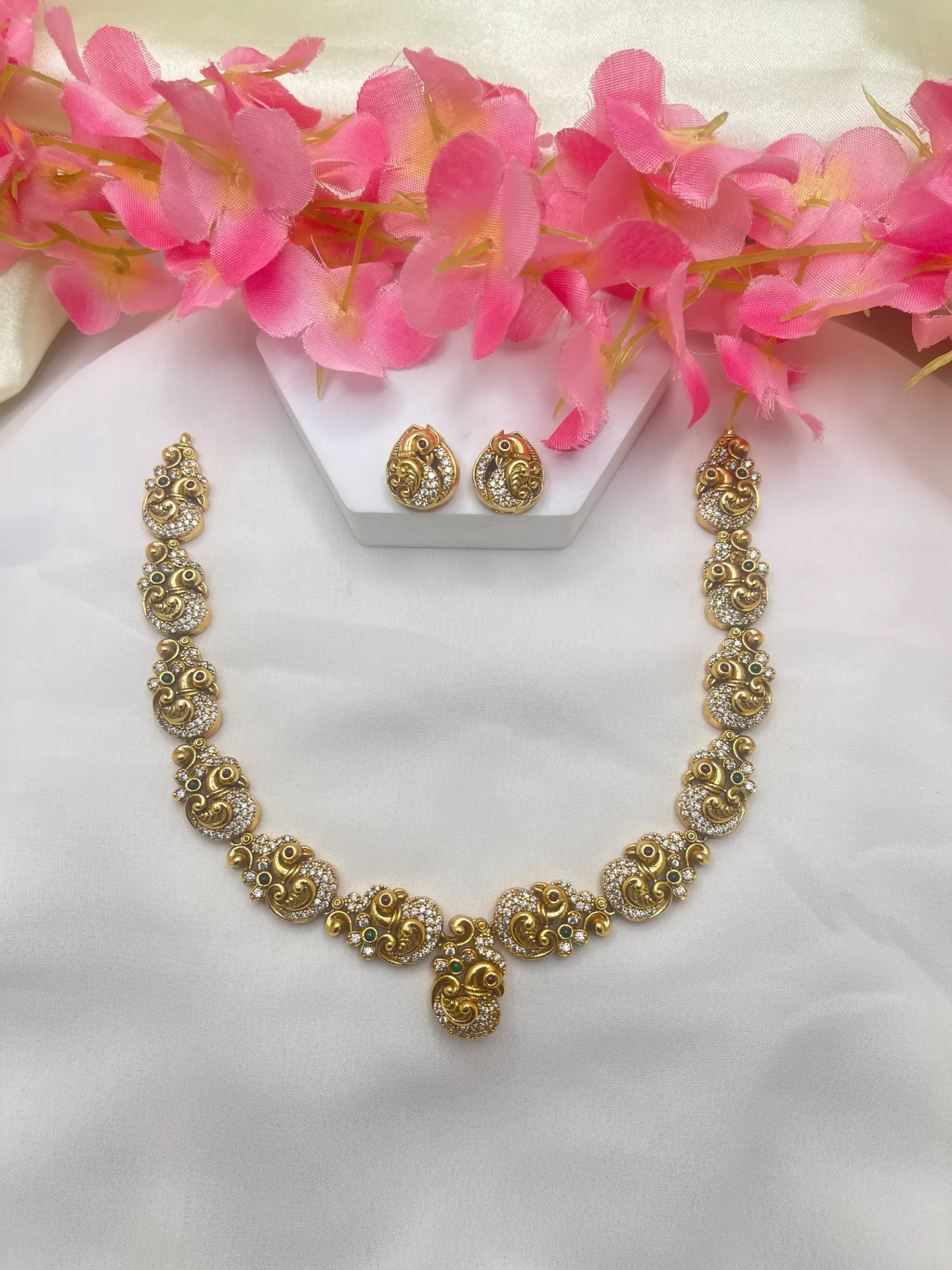 Peacock And Stone Necklace-N269