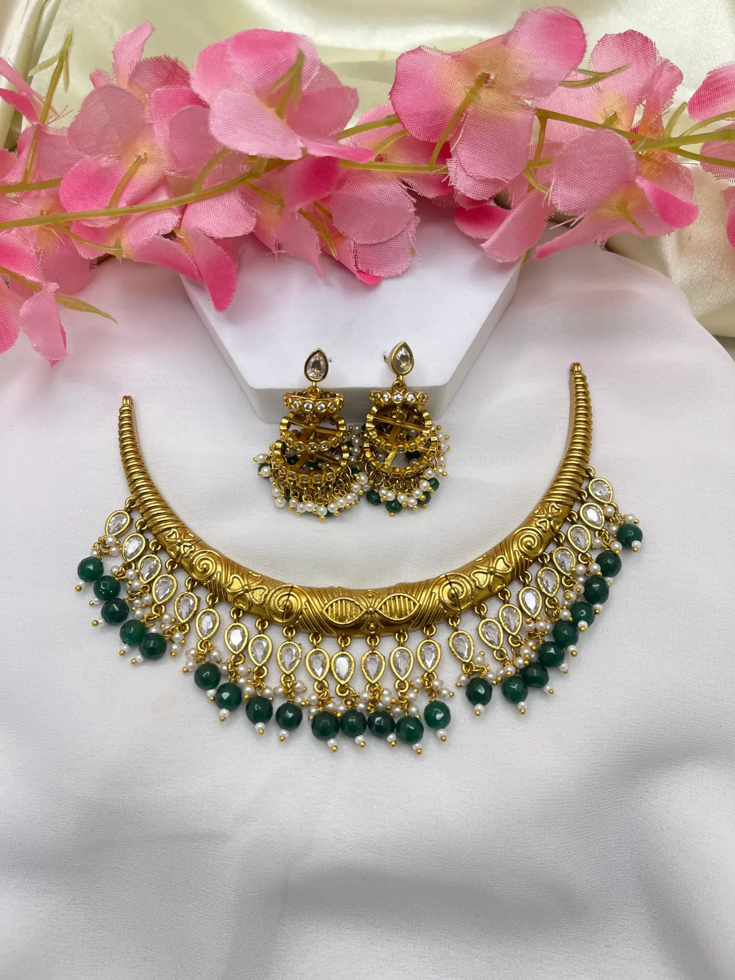 Antique Green Pearl Necklace -N291