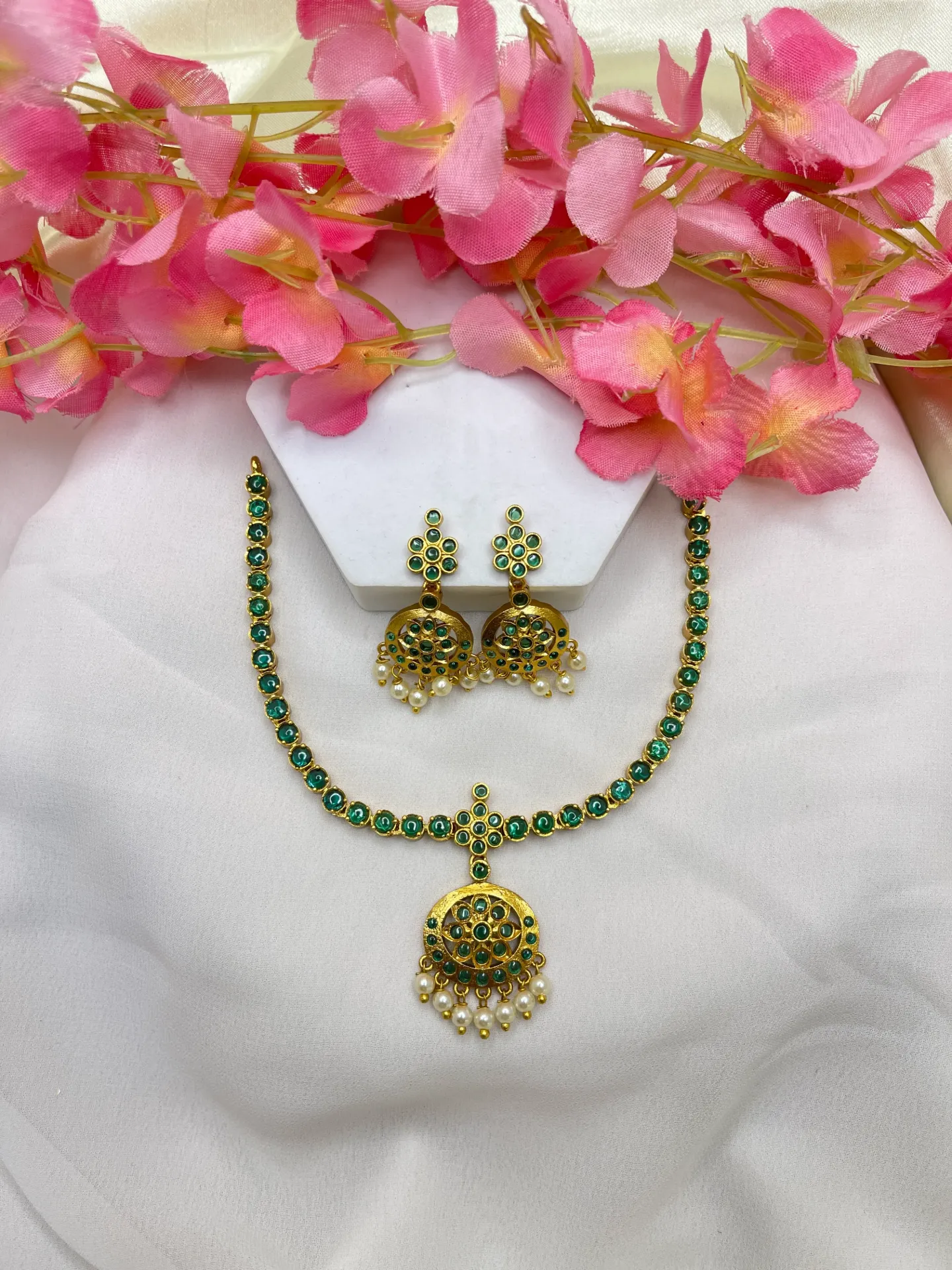 Attigai Green Stone Necklace -N297