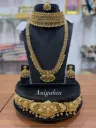 Gold Finish Temple Long Haram With Choker