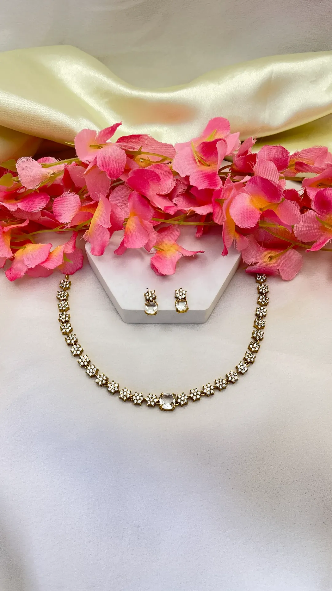 Ruby White Stone Necklace -N353
