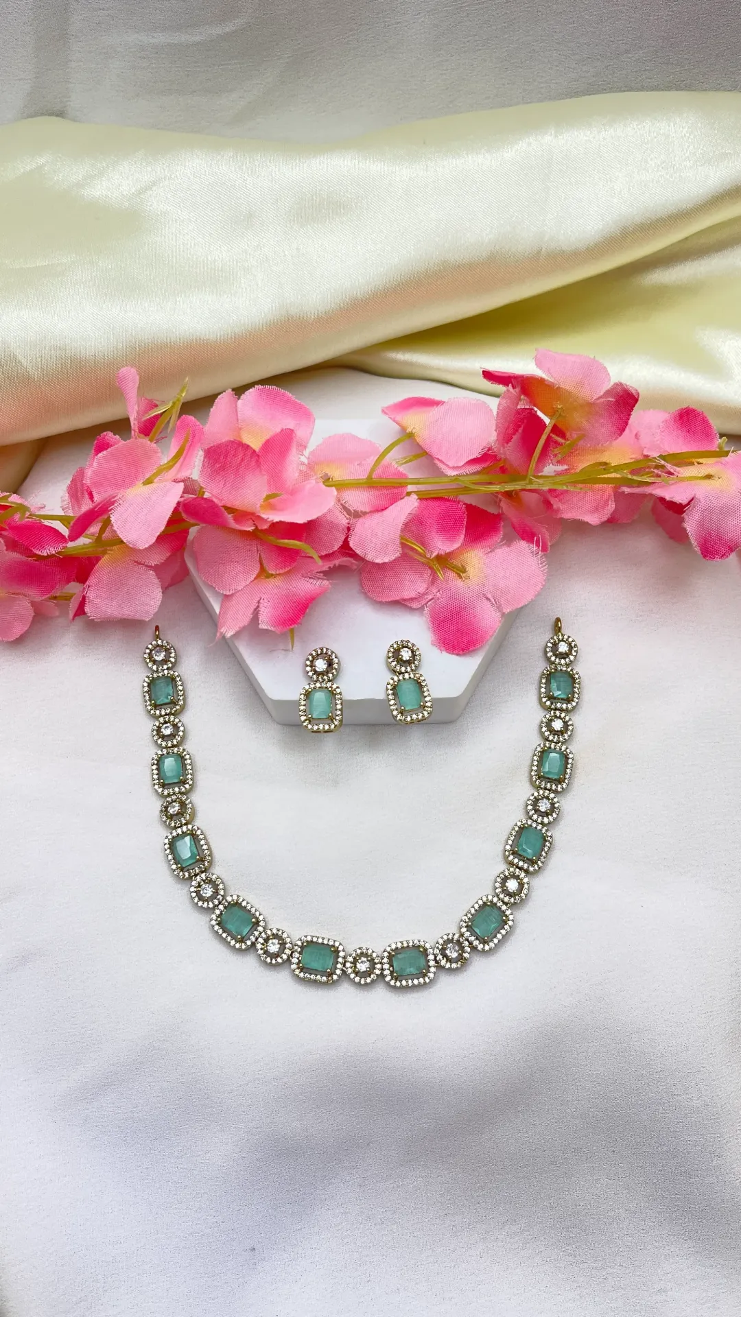 AD Stone Necklace With Earrings -N368