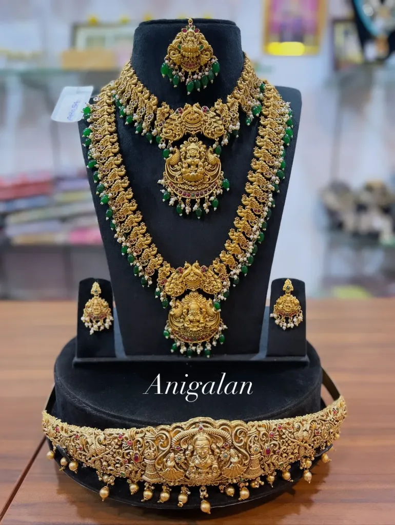 [BD Antique 89] Premium Matt Finish Gold Plated South Indian Bridal Set