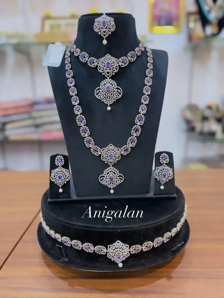 [ADBS014] Anigalan Ruby Bloom AD Zircon Bridal Set-  ADBS014