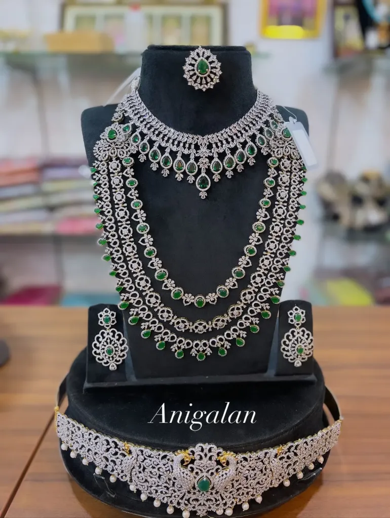 [ADBS033] Anigalan Prakriti Emerald-Green AD Bridal Set-  ADBS033