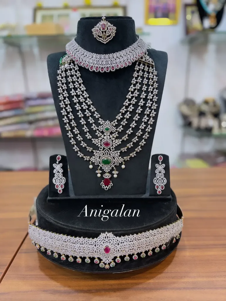 [ADBS034] Anigalan Majestic Pavé Zircon Choker & Long Haram Set  -  ADBS034
