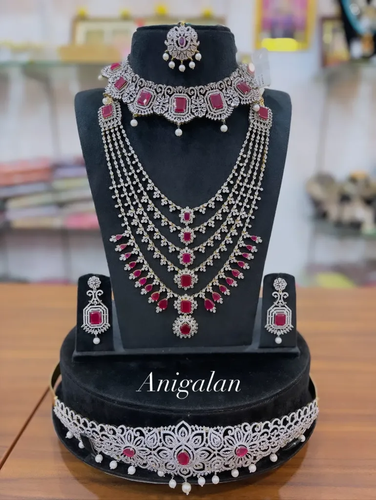 [ADBS035] Luxury Pink Stone Jewellery Set-  ADBS035