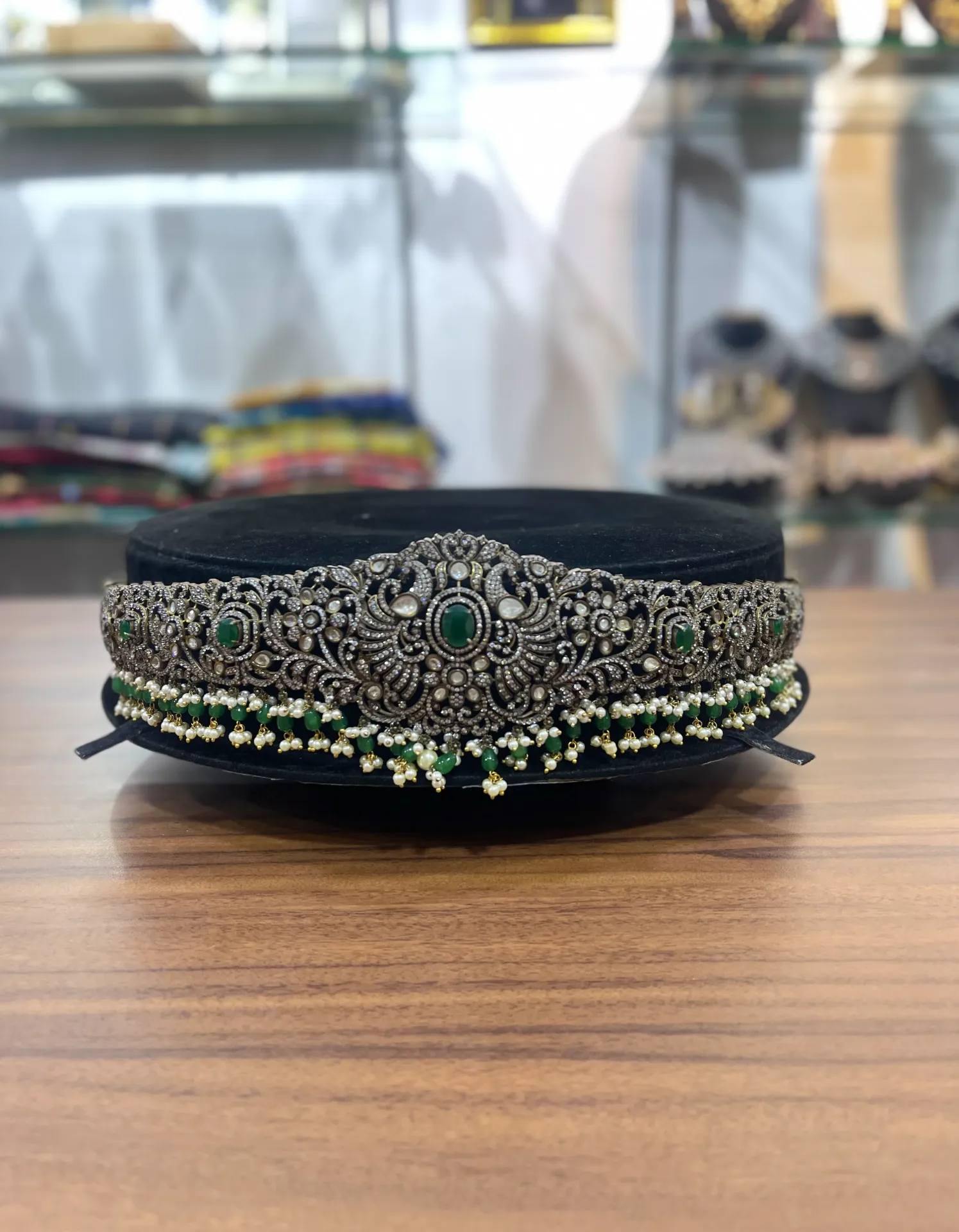 Peacock Green Beads Hipbelt-HB004