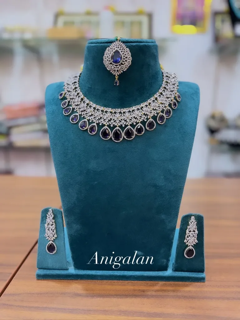 [CHK011] Purple Stone Necklace Set-CHK011